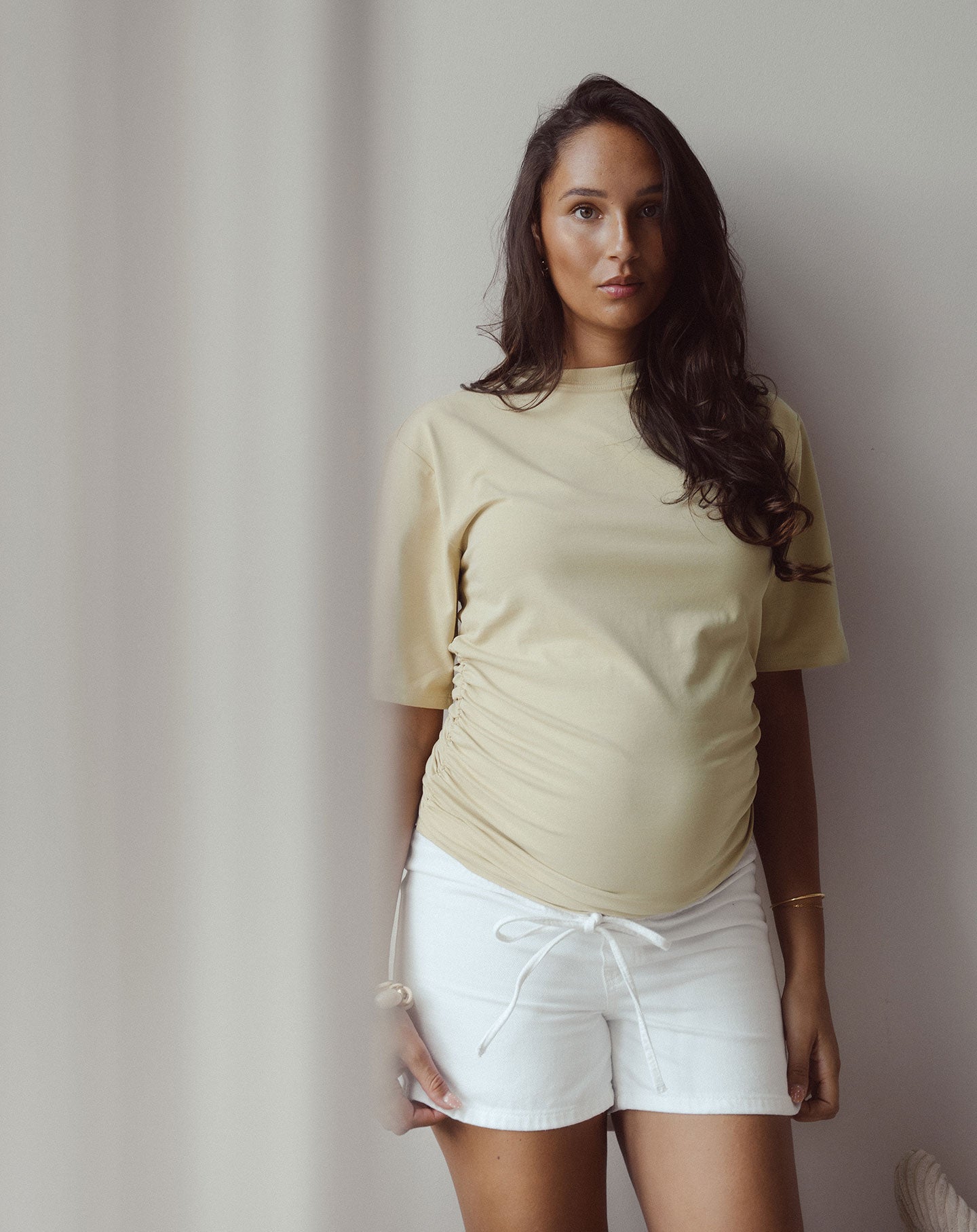 CORD DENIM SHORT MATERNITY WIT