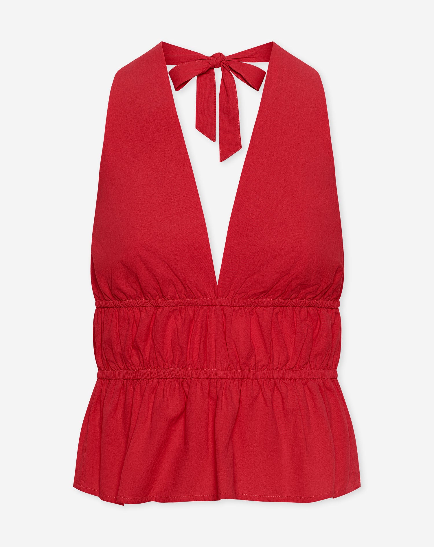 KIRA PEPLUM HALTER TOP ROOD