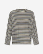 ELAINE STRIPED LONG SLEEVE OVERSIZED TEE GREY MELANGE