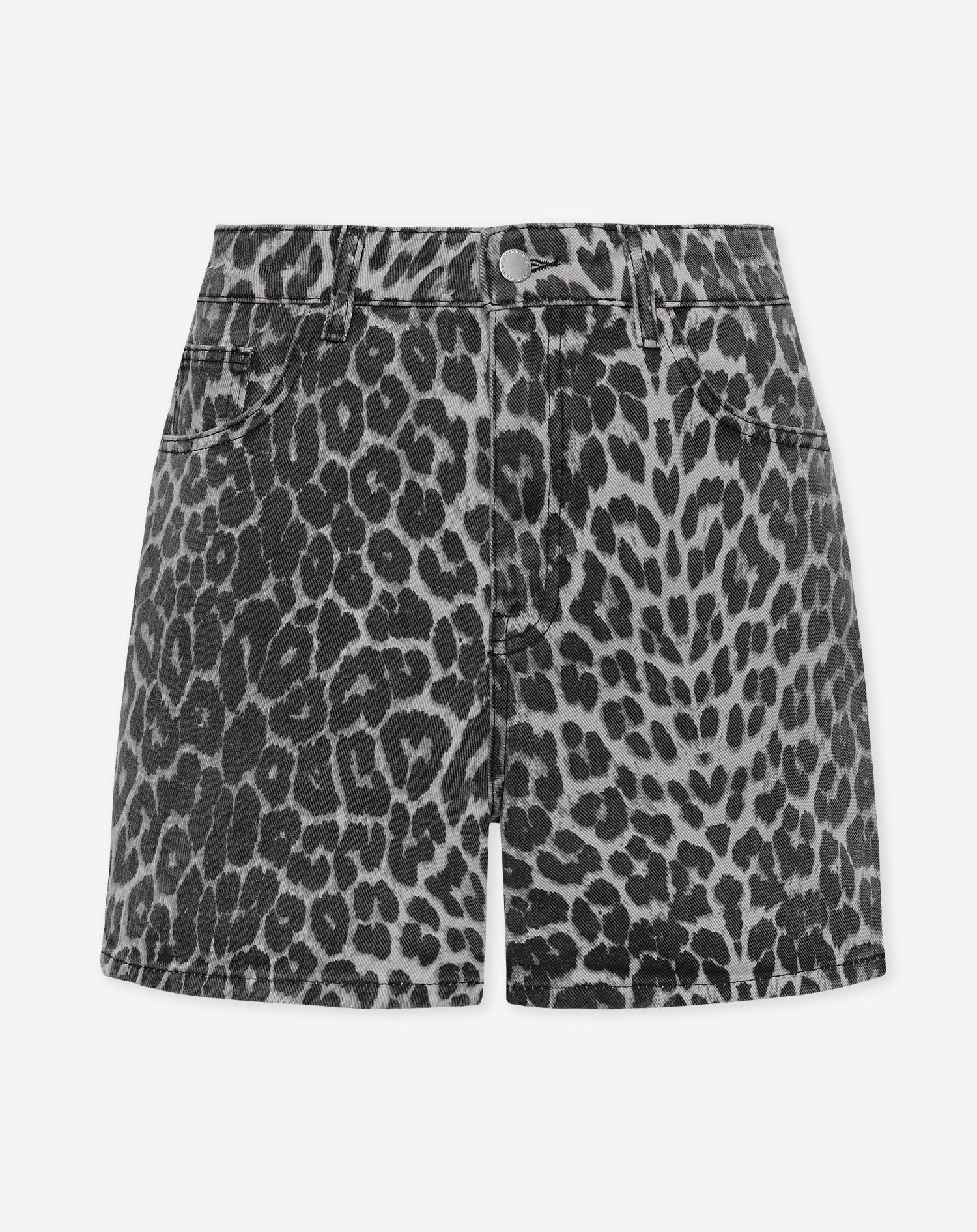LEOPARD MOM DENIM SHORT GRIJS