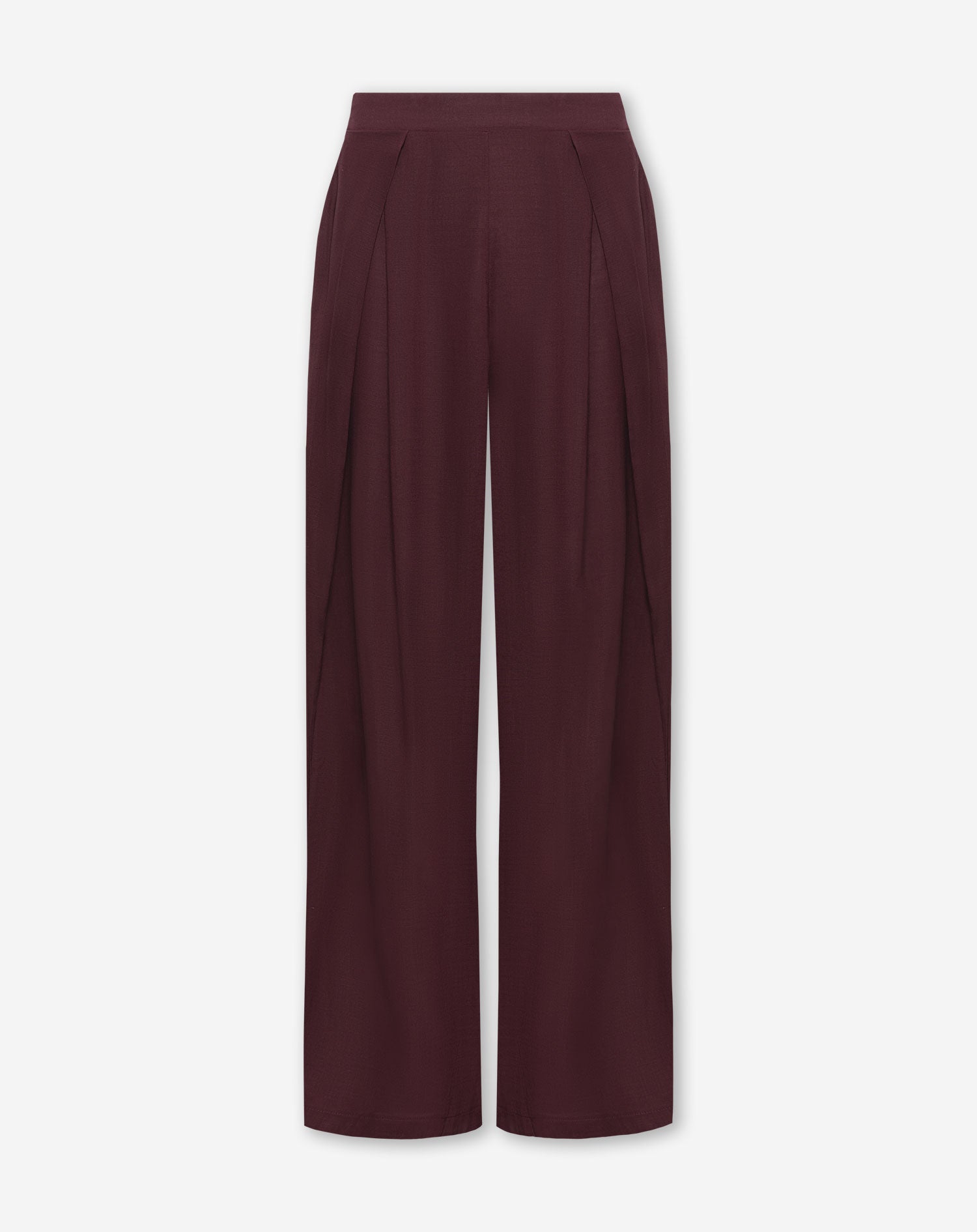 RAY LINEN PLEATED WIDE LEG PANTS TALL DONKER BURGUNDY