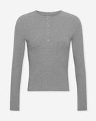 SOLID HENLEY RIB TOP GRIJS MELANGE
