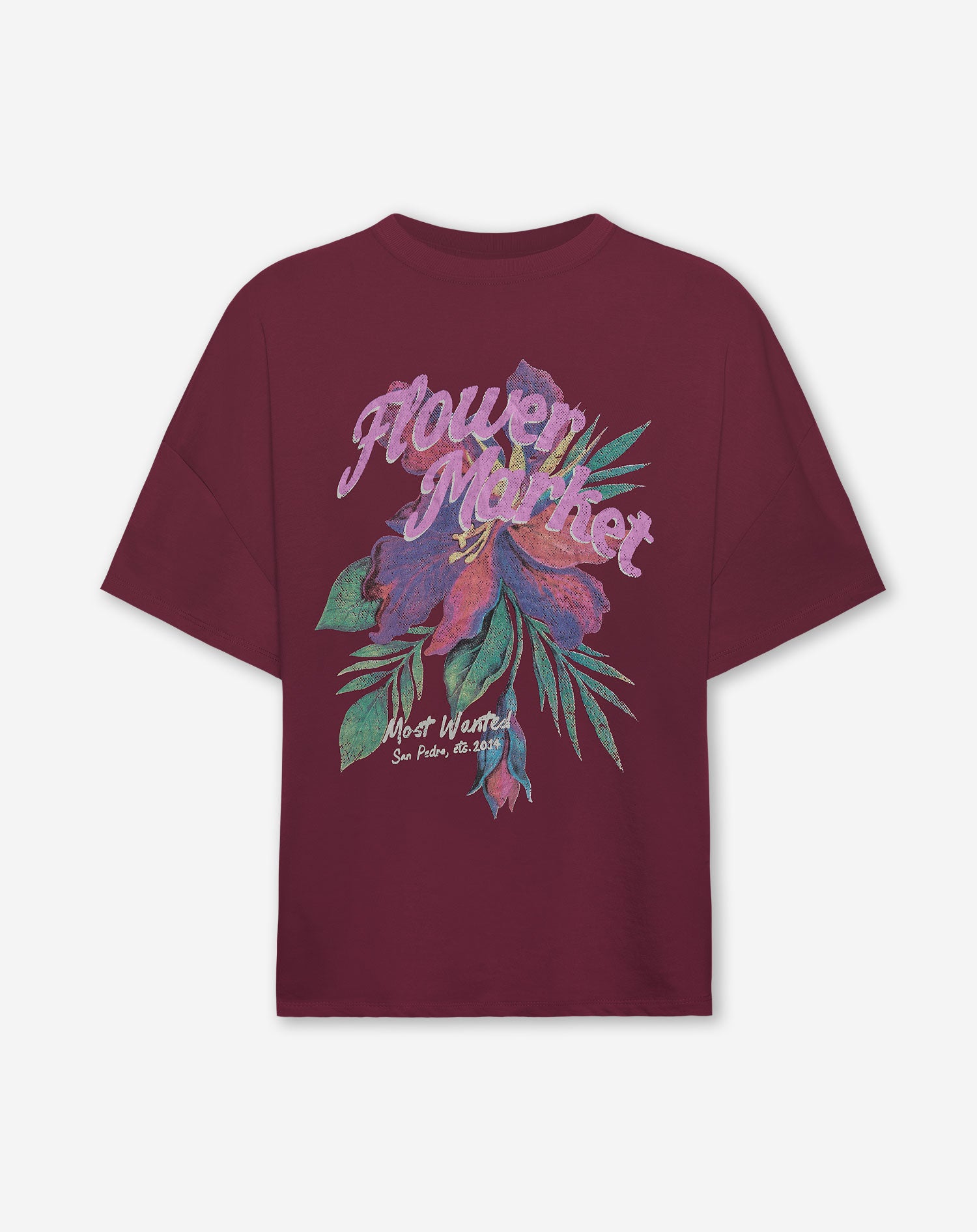 FLOWER MARKET OVERSIZED TEE BURGUNDY
