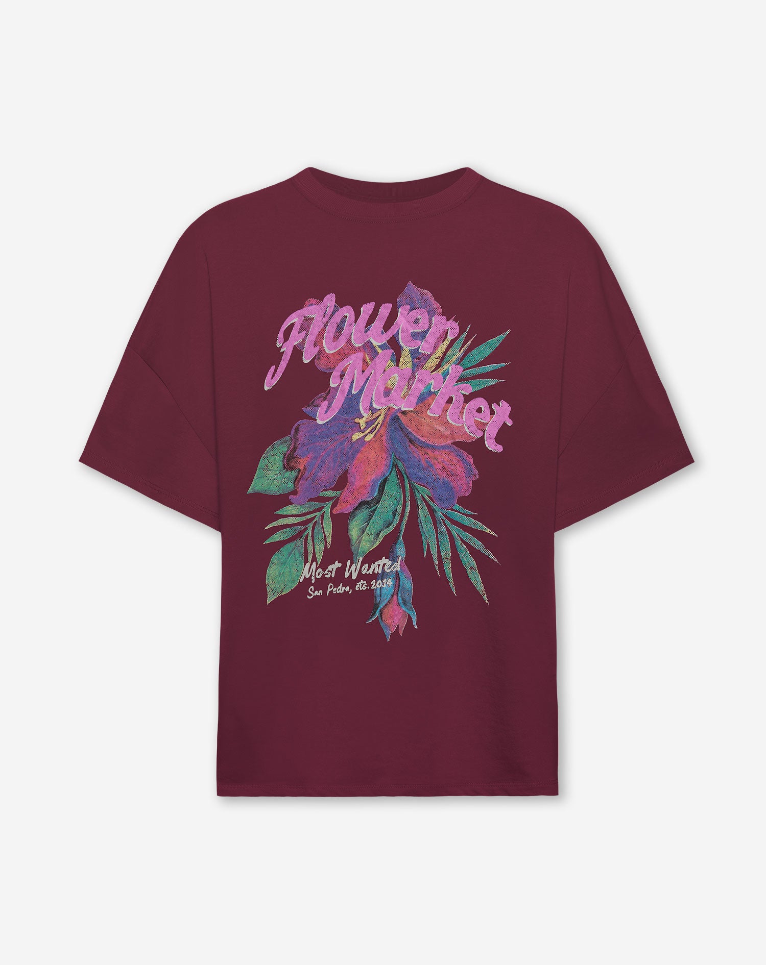 FLOWER MARKET OVERSIZED TEE BURGUNDY