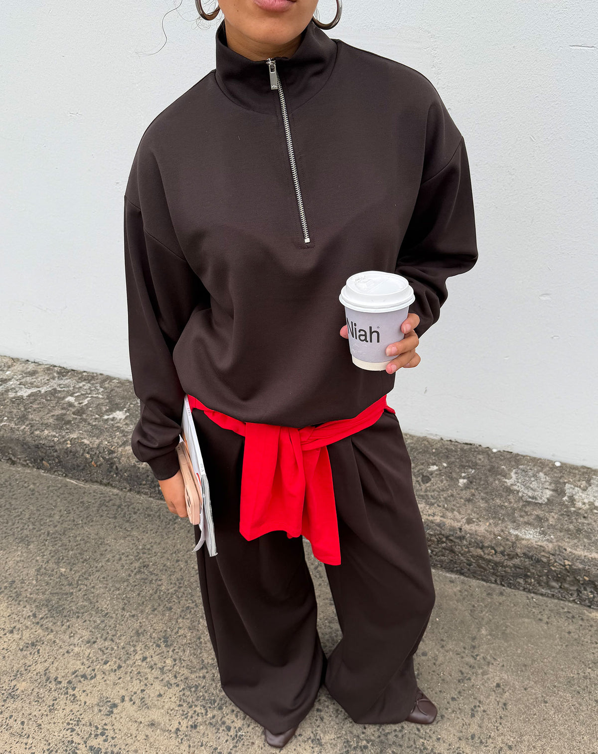 SCUBA HALFZIP BALLOON SWEAT DONKERBRUIN