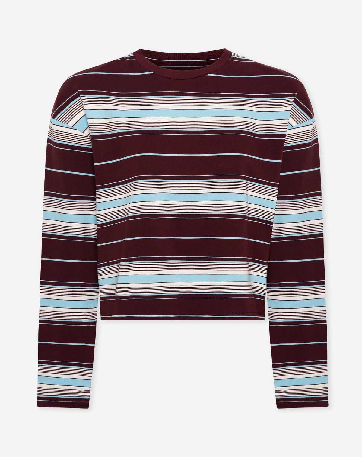 LAINA STRIPED LONG SLEEVE CROPPED TEE BLUE