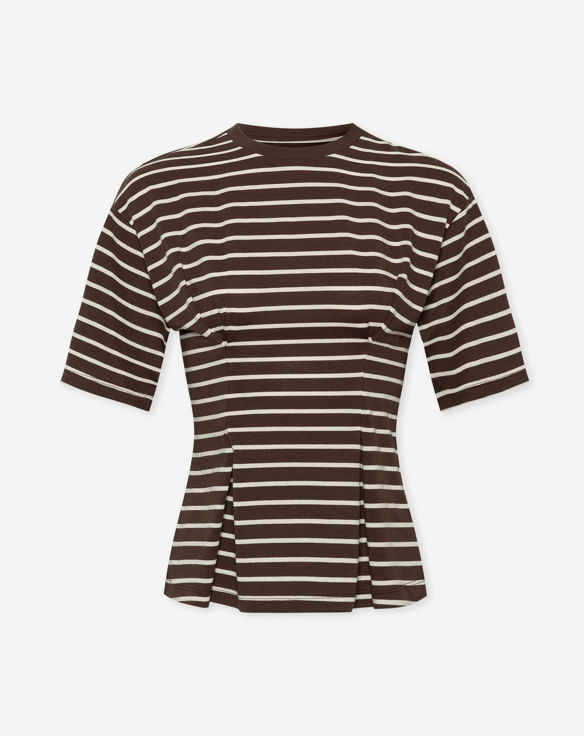 CINCHED PEPLUM TEE BROWN