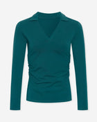 FITTED VNECK POLO TEE TEAL