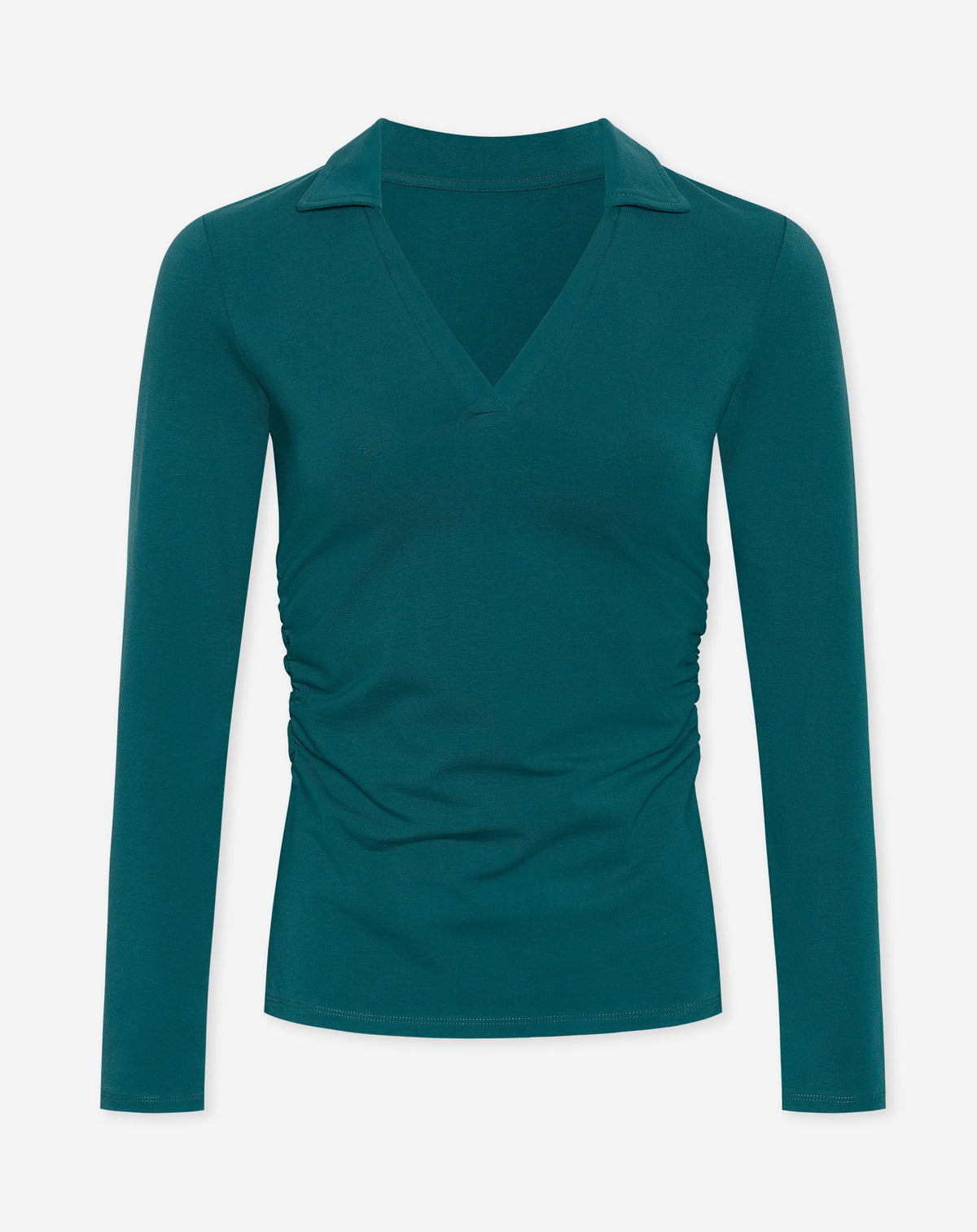 FITTED VNECK POLO TEE TEAL