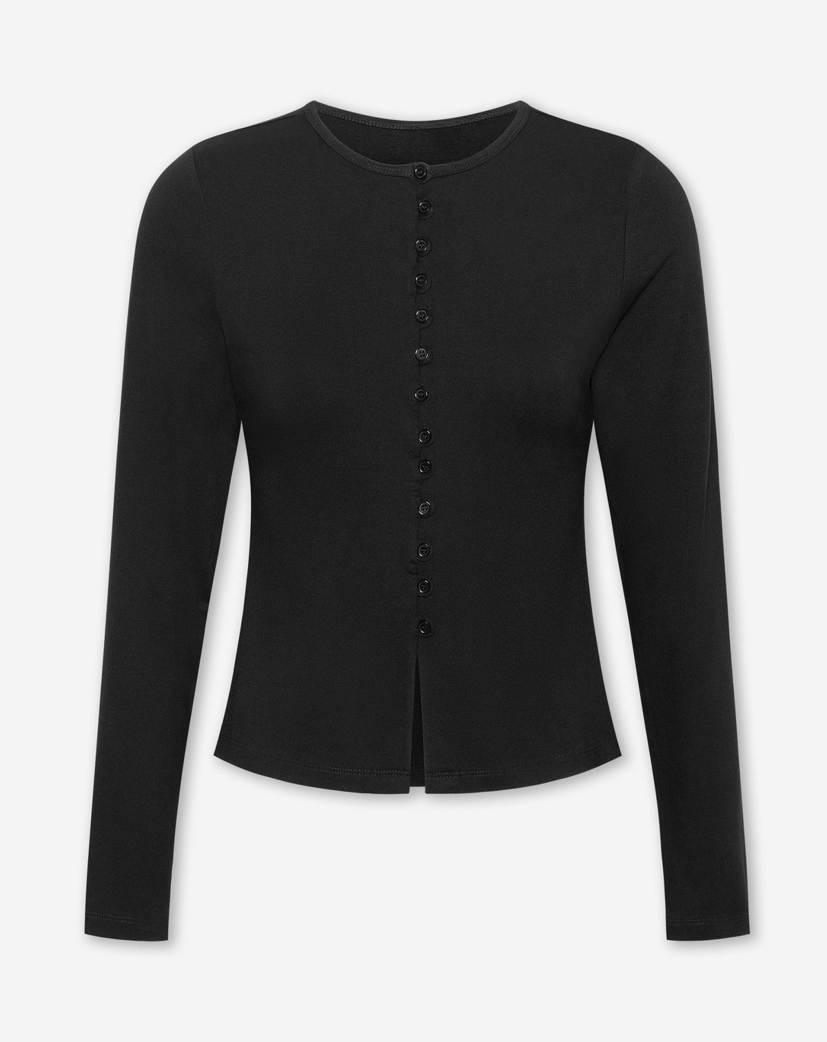 BUTTON LONGSLEEVE TOP ZWART