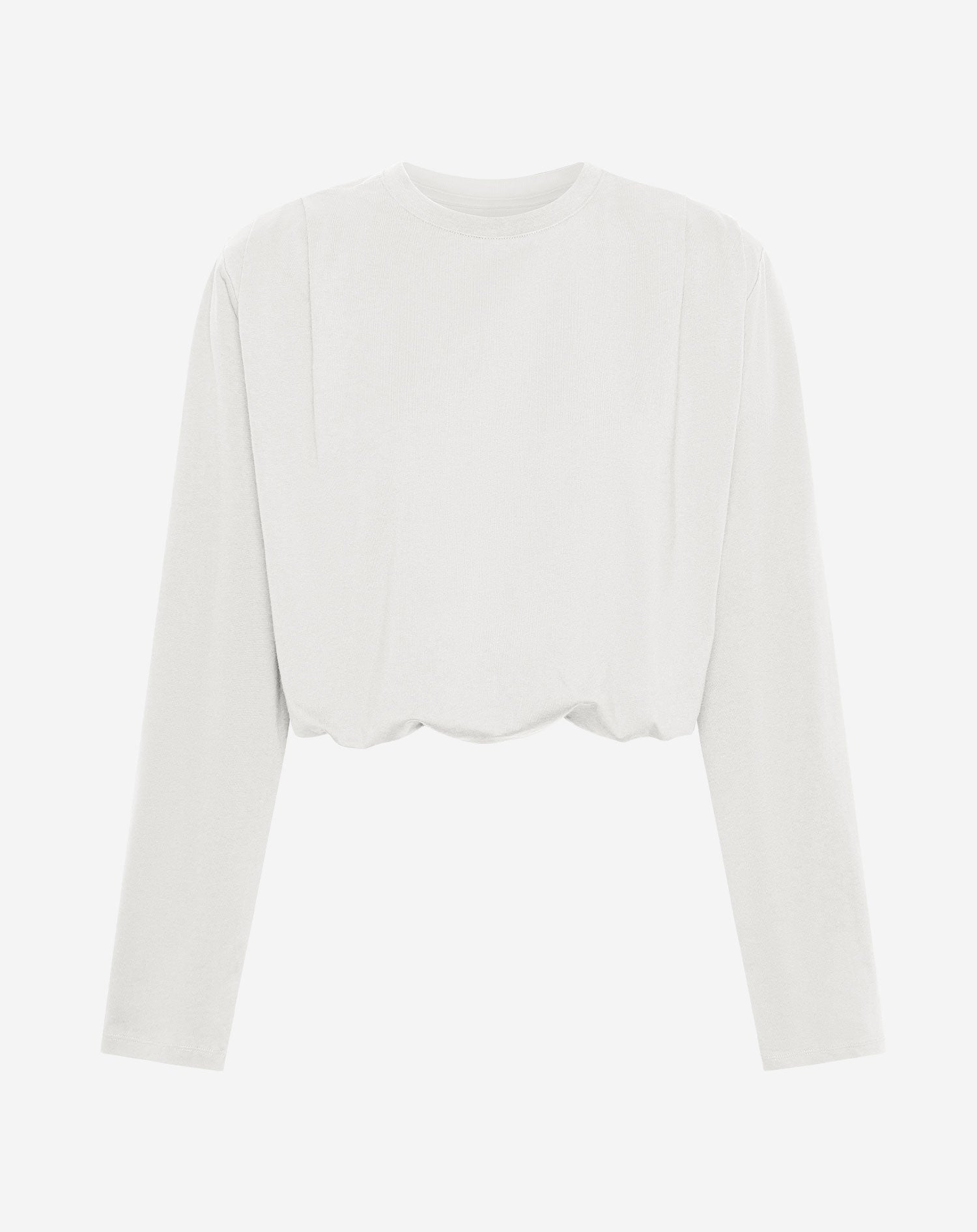 PADDED SHOULDER BUBBLE HEM LONGSLEEVE TEE CRÈME
