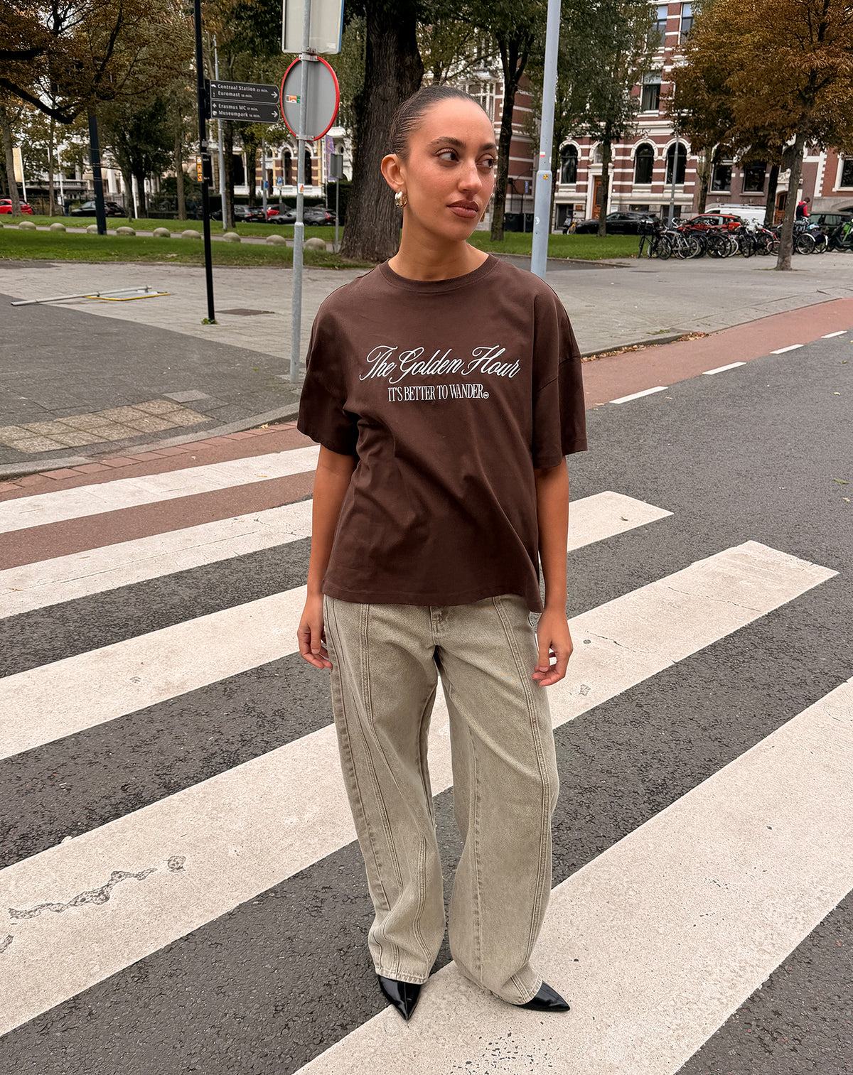 GOLDEN HOUR OVERSIZED TEE DONKERBRUIN