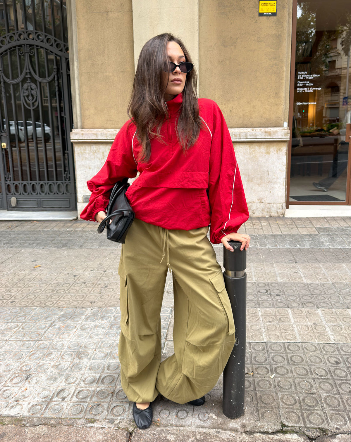 LOUISA ANORAK FUNNEL NECK TRACK JACKET RED
