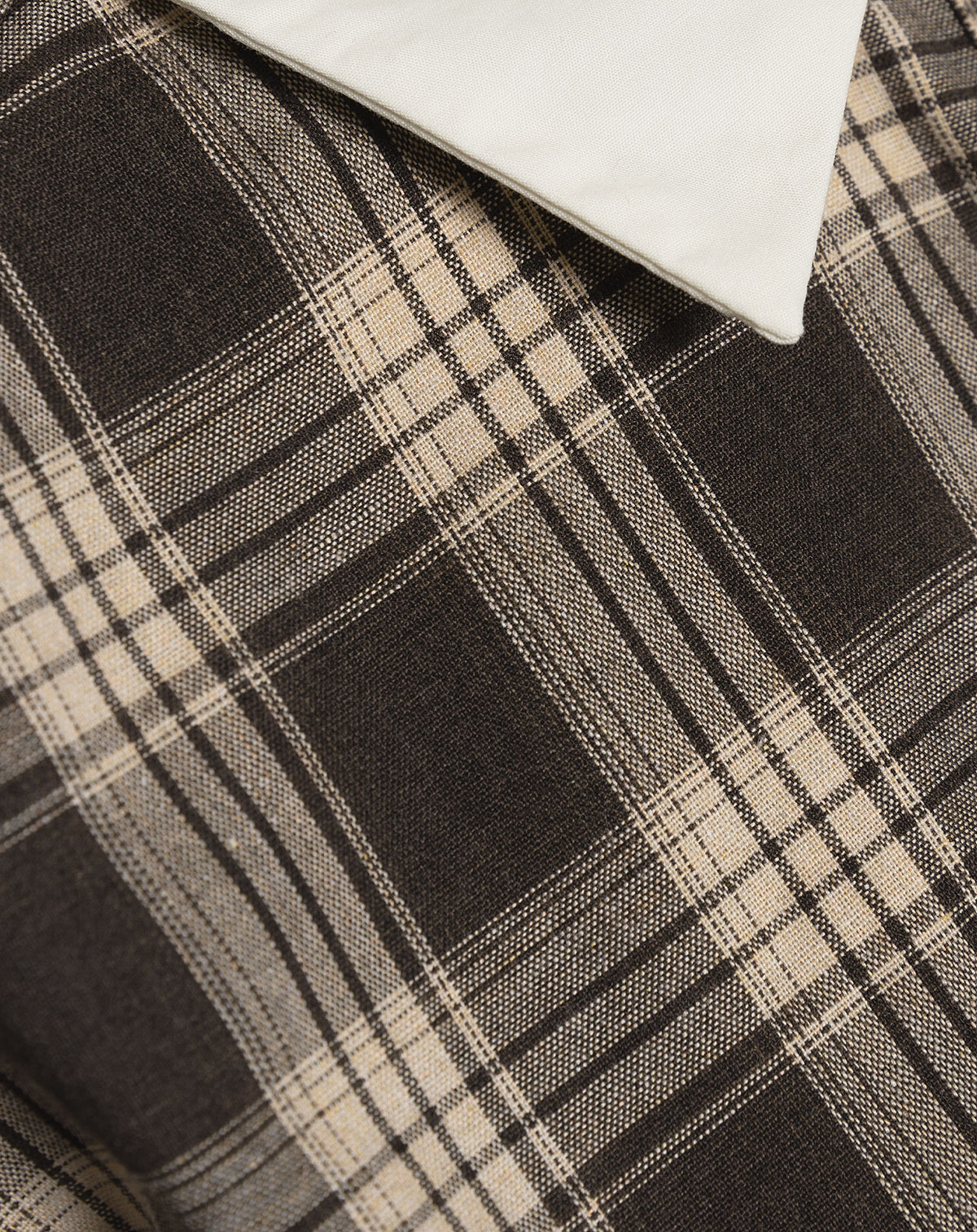 RYAN CONTRAST COLLAR CHECK BLOUSE BRUIN