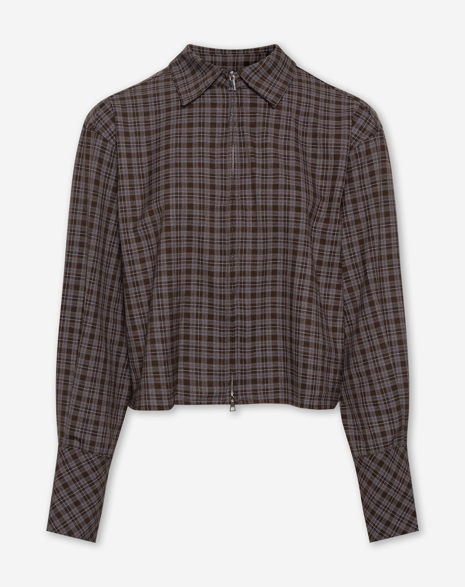 LALOU ZIPPER CHECK BLOUSE BRUIN