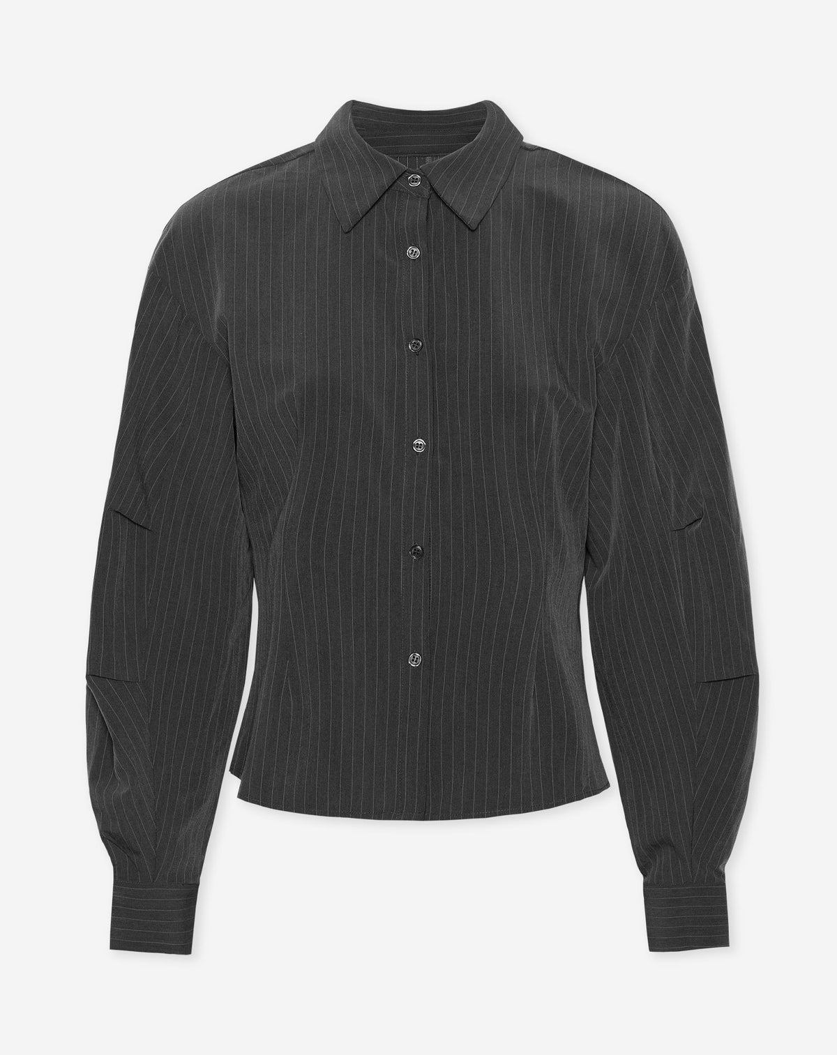 SUZ CINCHED BLOUSE PIN STRIPE GRIJS