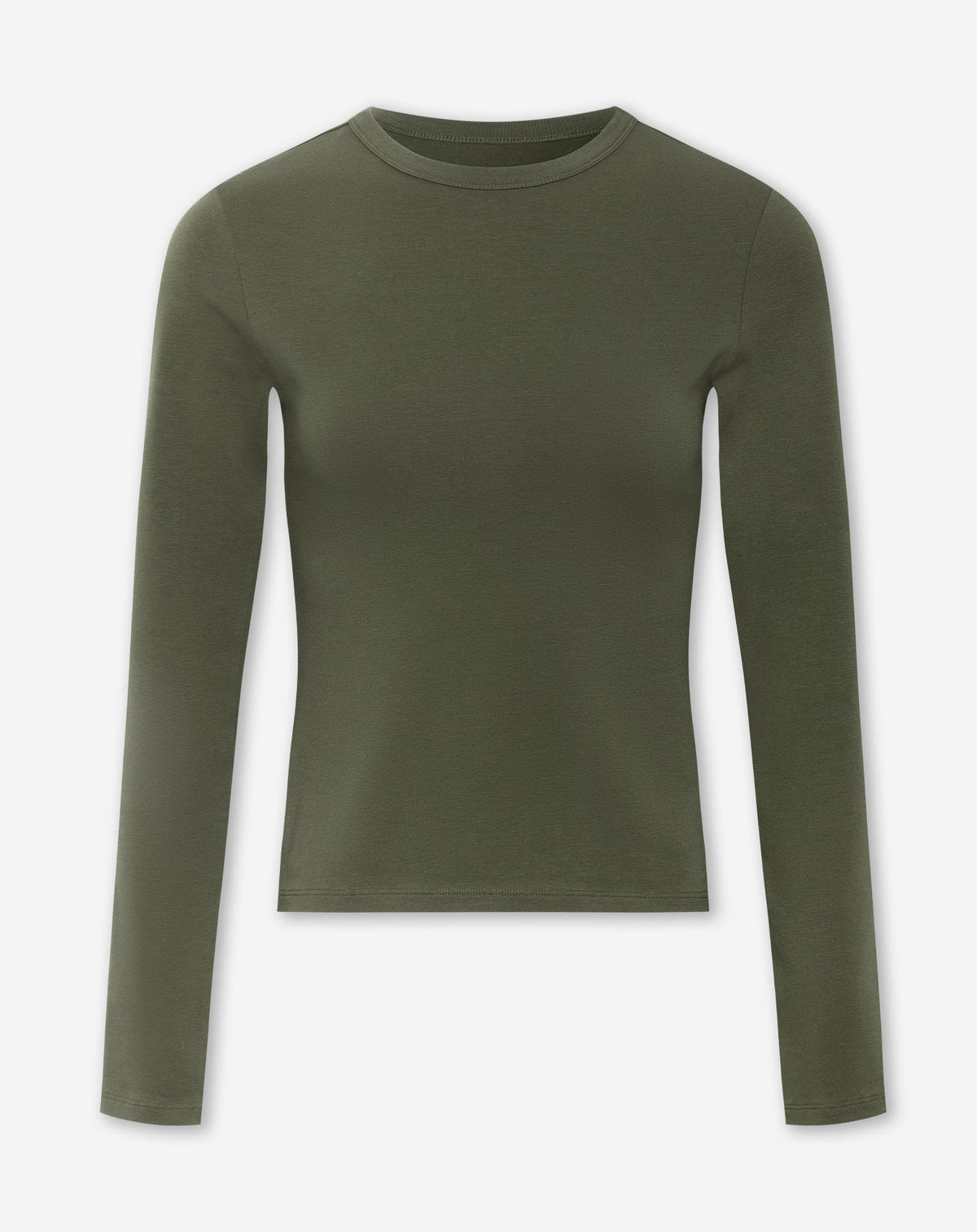 LOVI BASIC FITTED LONGSLEEVE TEE OLIVE GREEN