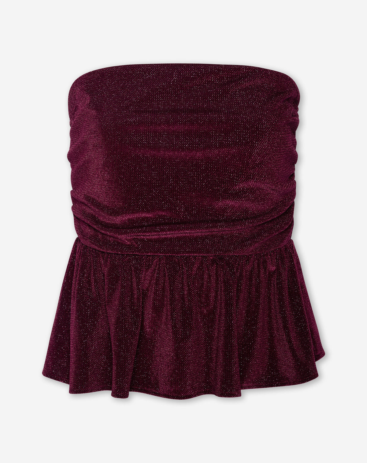 LIZA VELVET PEPLUM TOP BURGUNDY