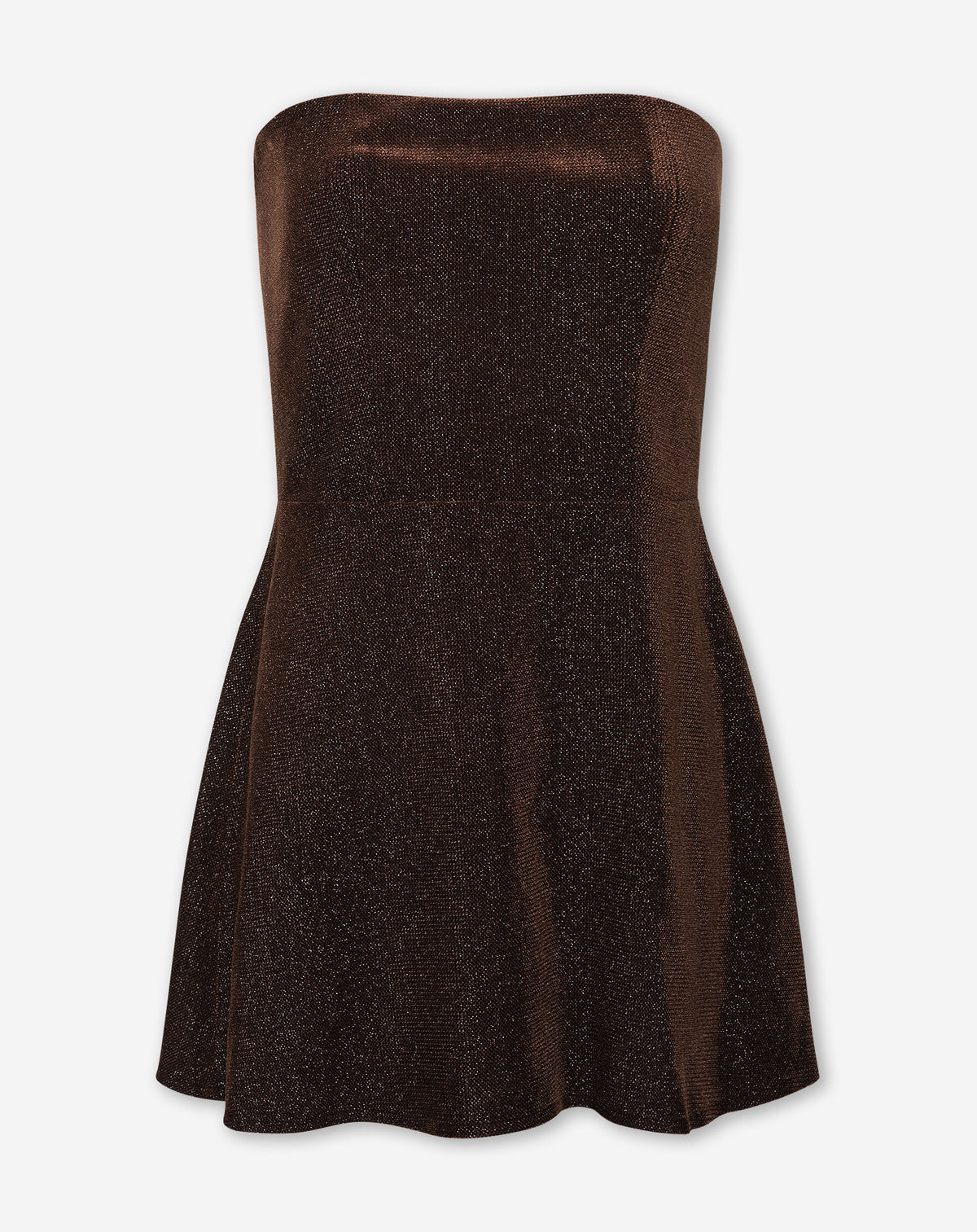 LIZA VELVET BANDEAU DRESS BROWN