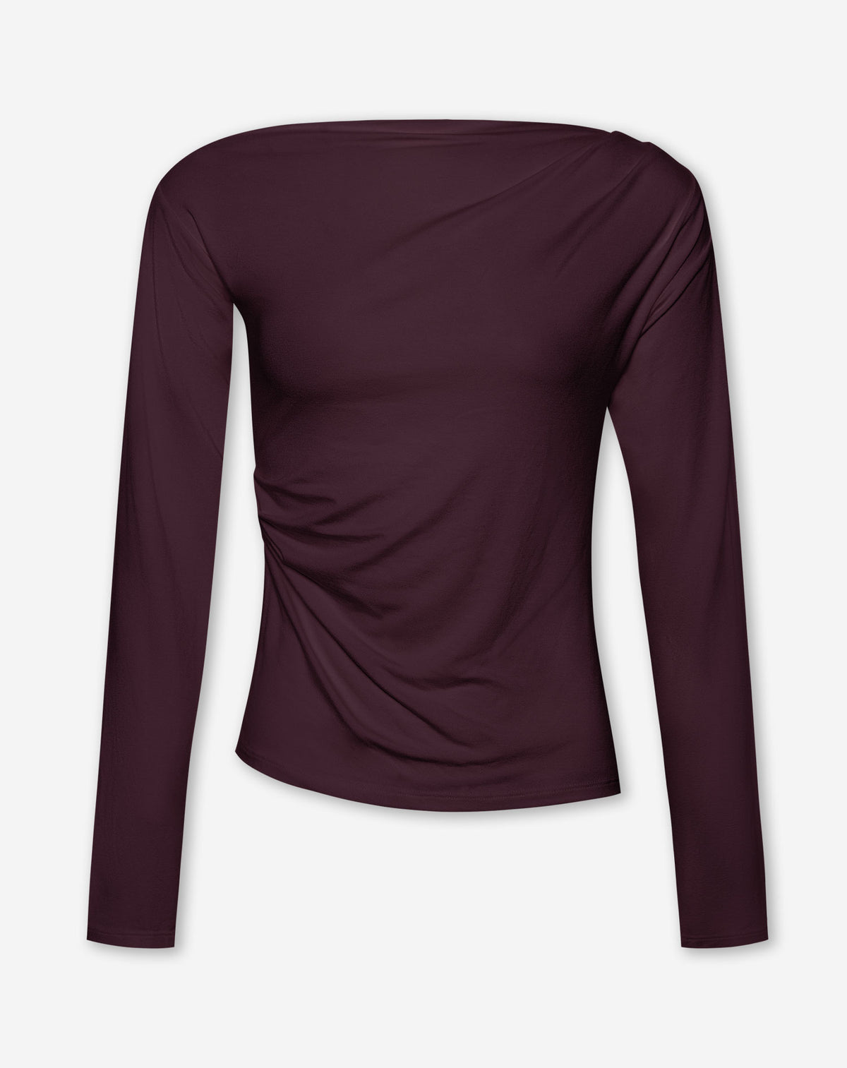 PAOLA PLEATED OFF SHOULDER LONGSLEEVE TOP DARK BURGUNDY