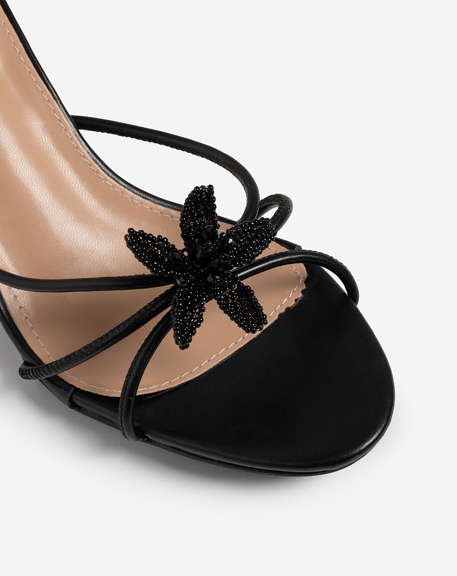 FLOWER BEADS HEELS ZWART