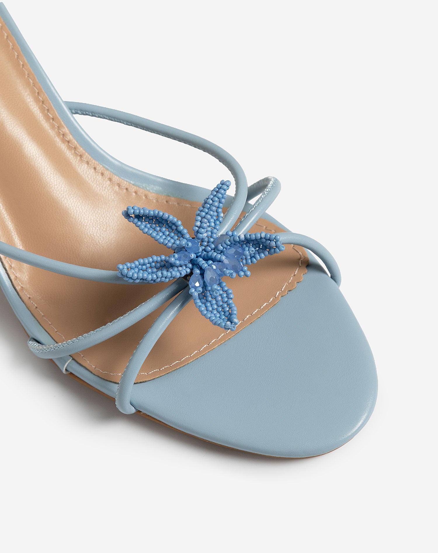 FLOWER BEADS HEELS BLAUW