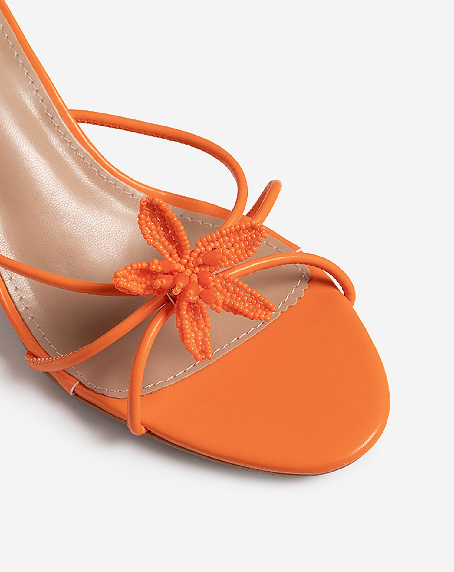 FLOWER BEADS HEELS ORANGE