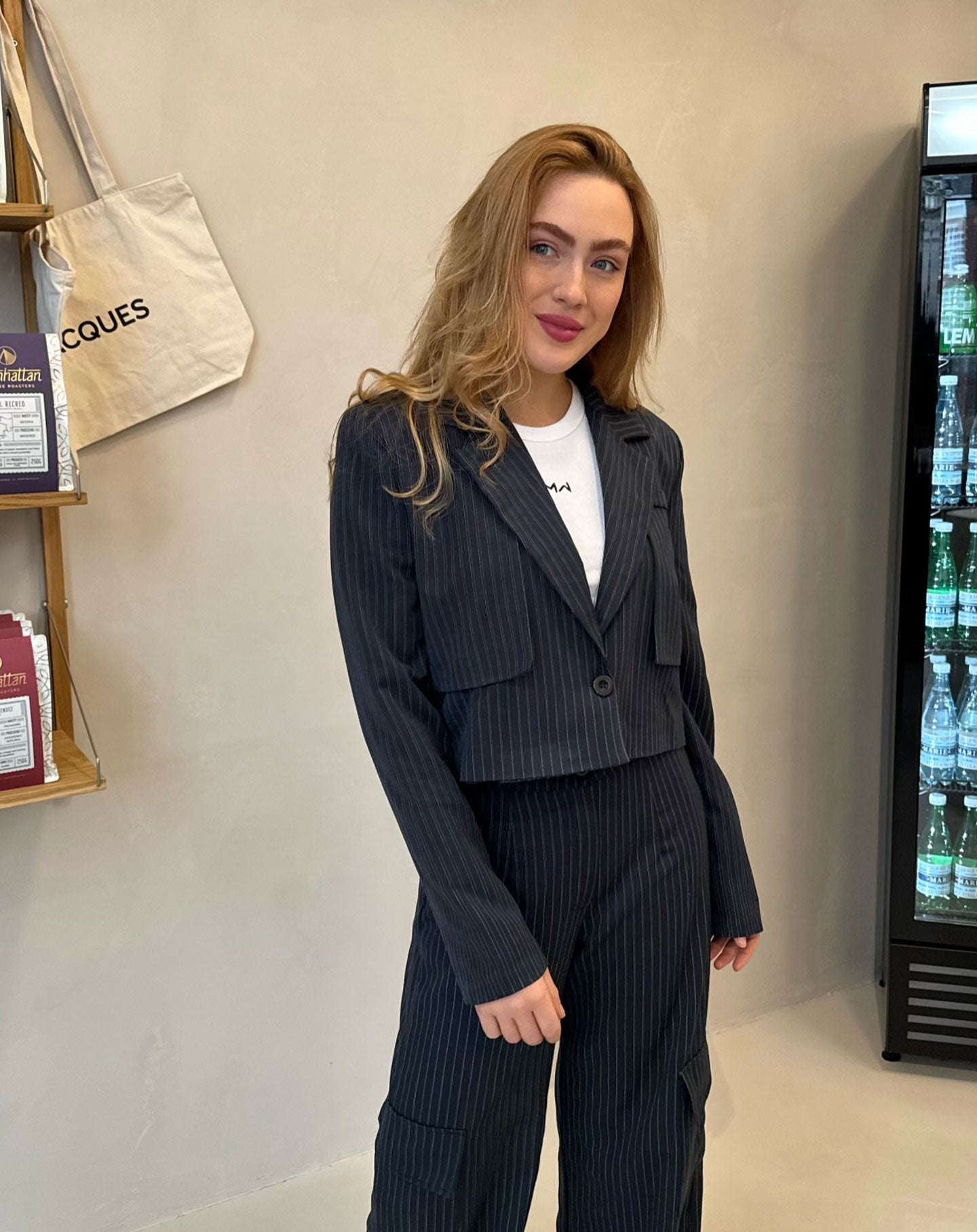 IRIS PINSTRIPE CARGO PANTALON TALL DARK BLUE