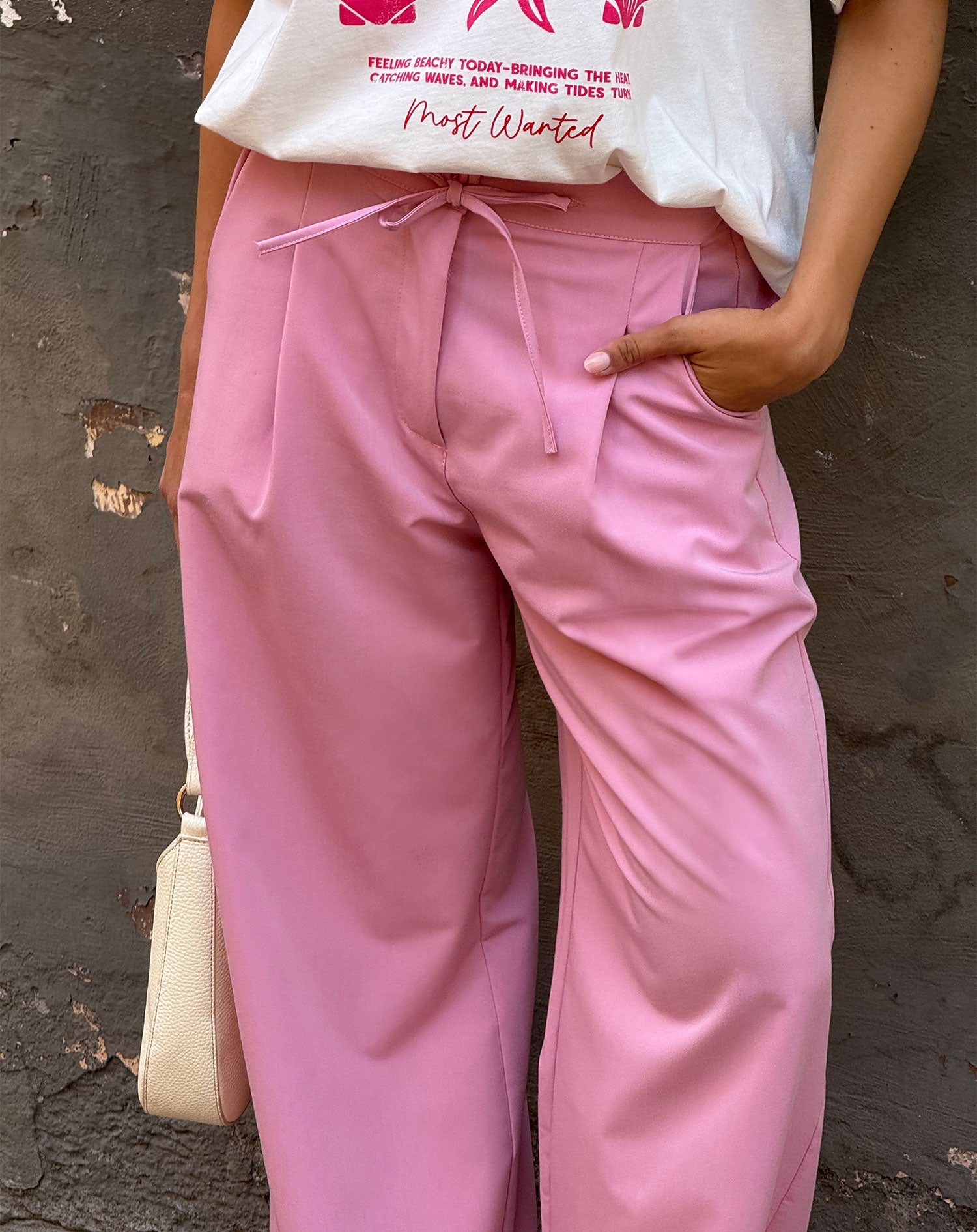 ZOEY ELASTIC STRAIGHT LEG PANTALON PINK