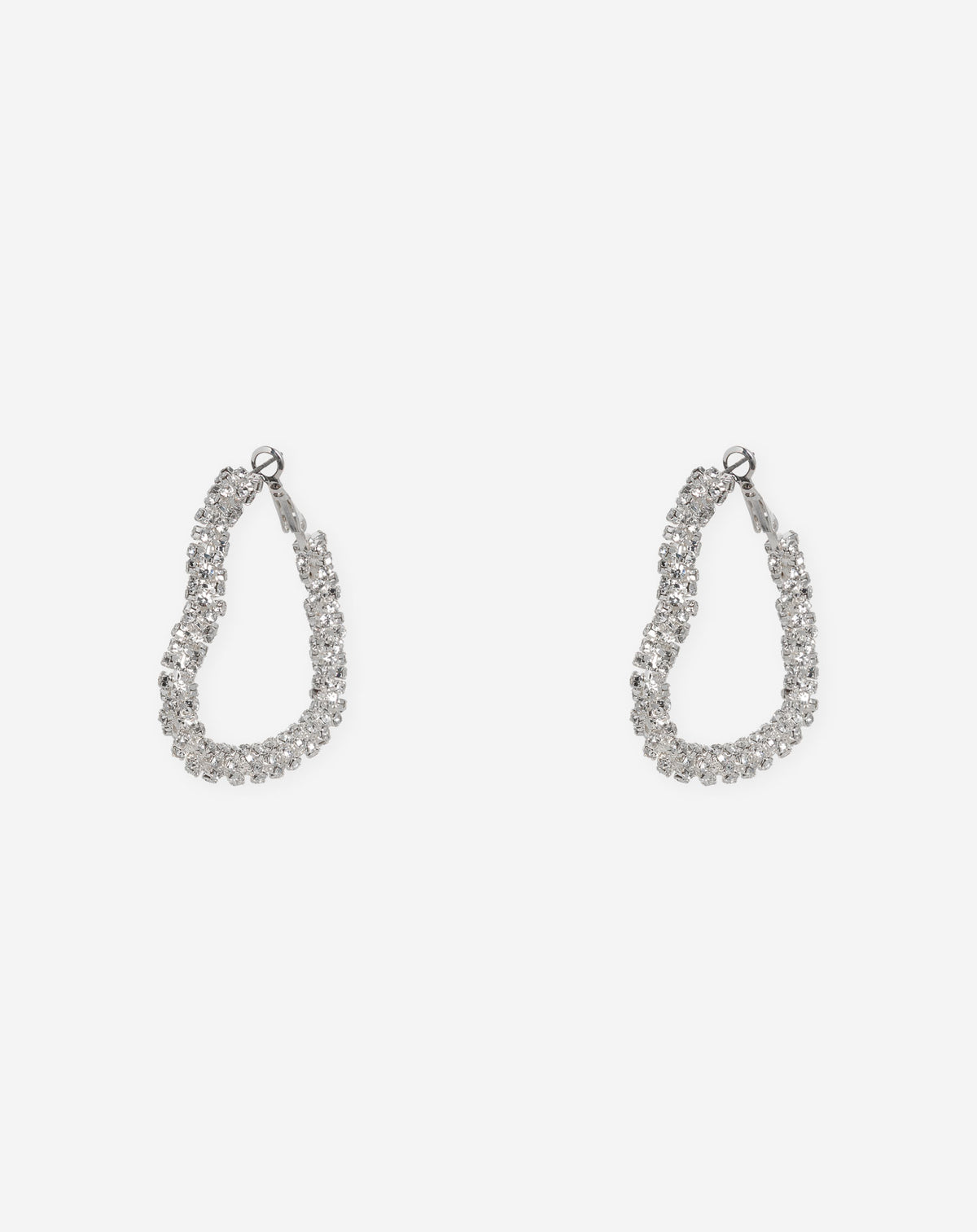 HEART DIAMOND HOOP EARRINGS SILVER 1