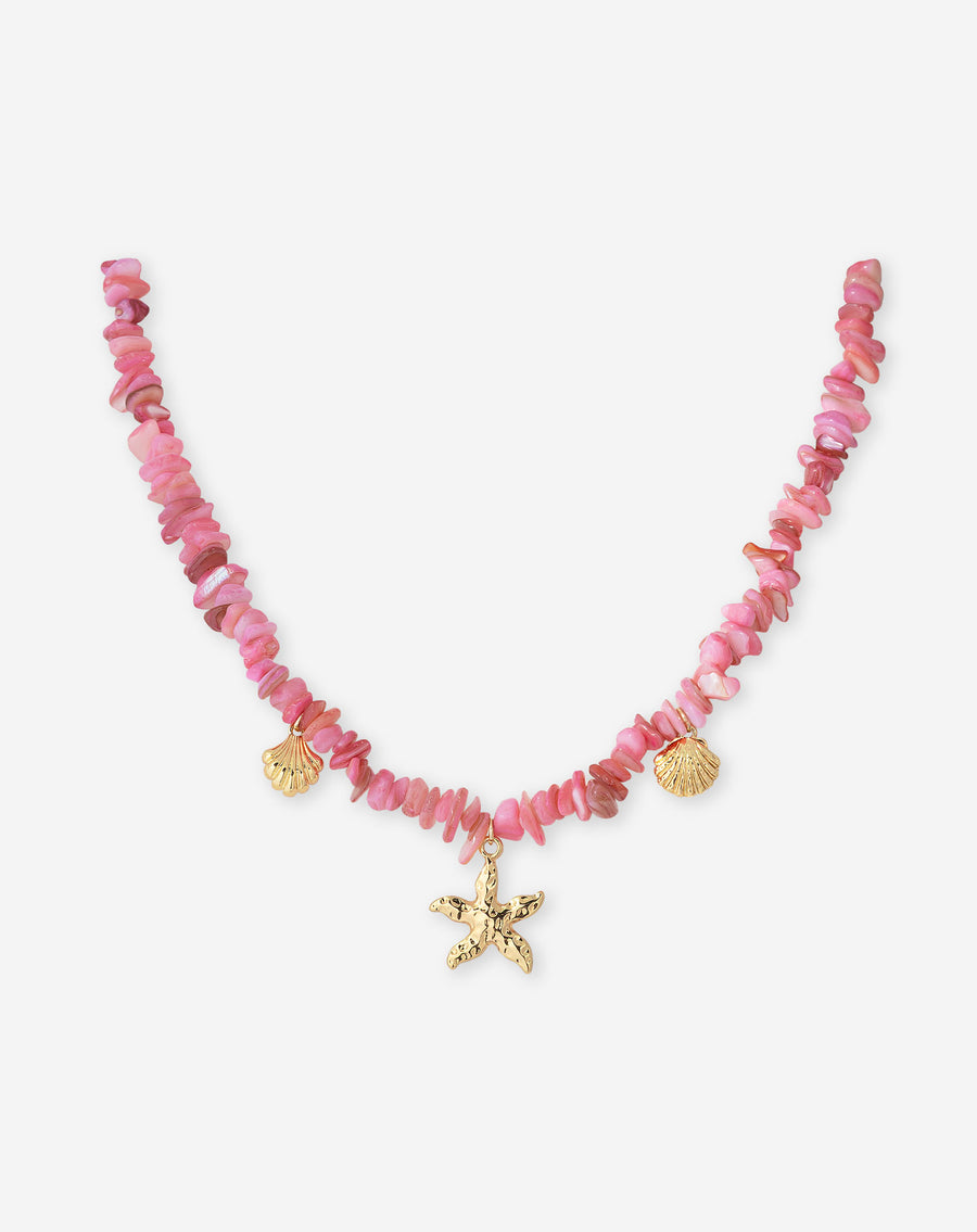 COLORED BEADS NECKLACE PINK