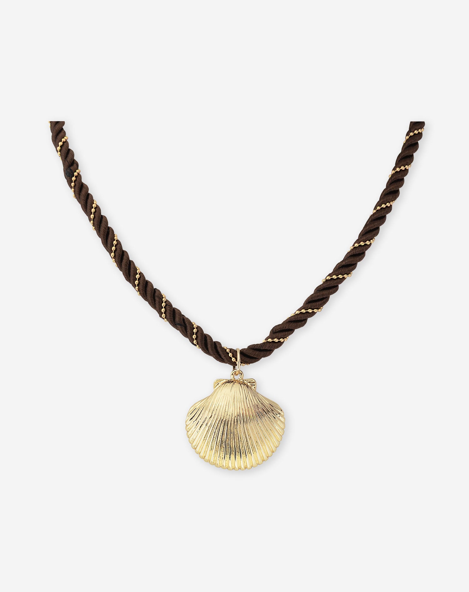 SEASHELL DOTS CORD NECKLACE BROWN