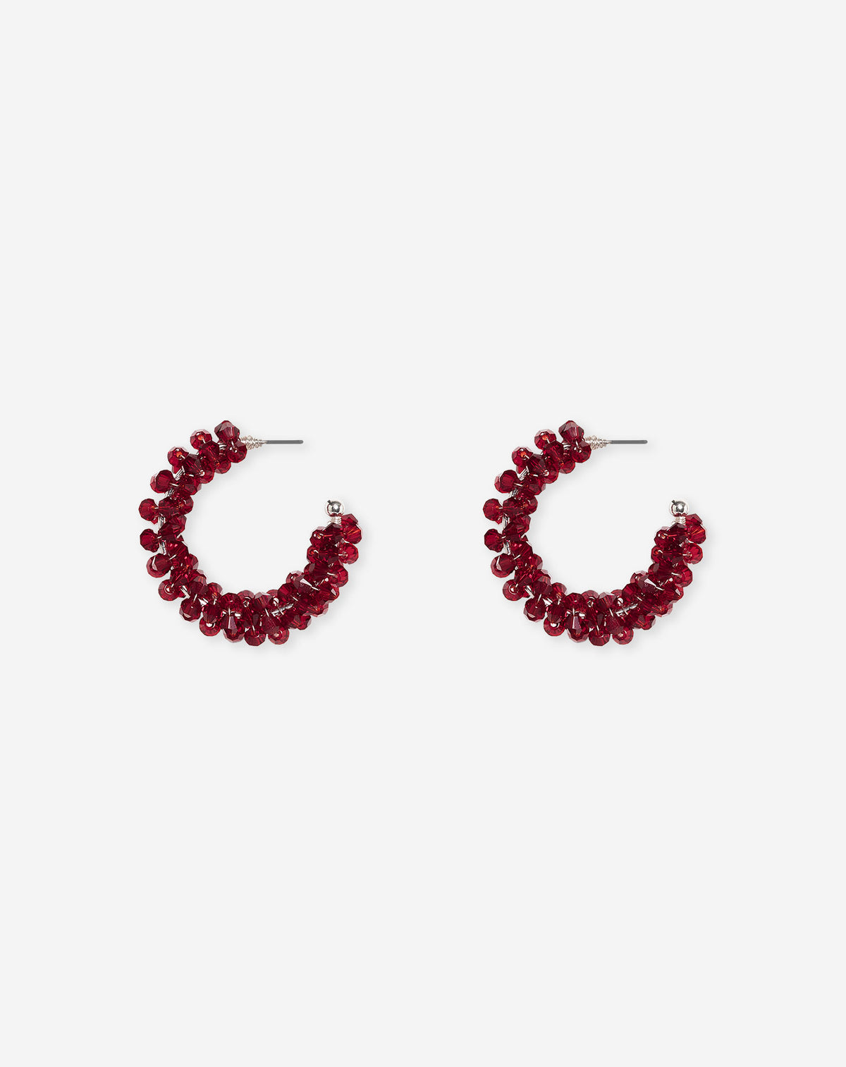 BEADED HOOP EARRINGS DONKER BURGUNDY