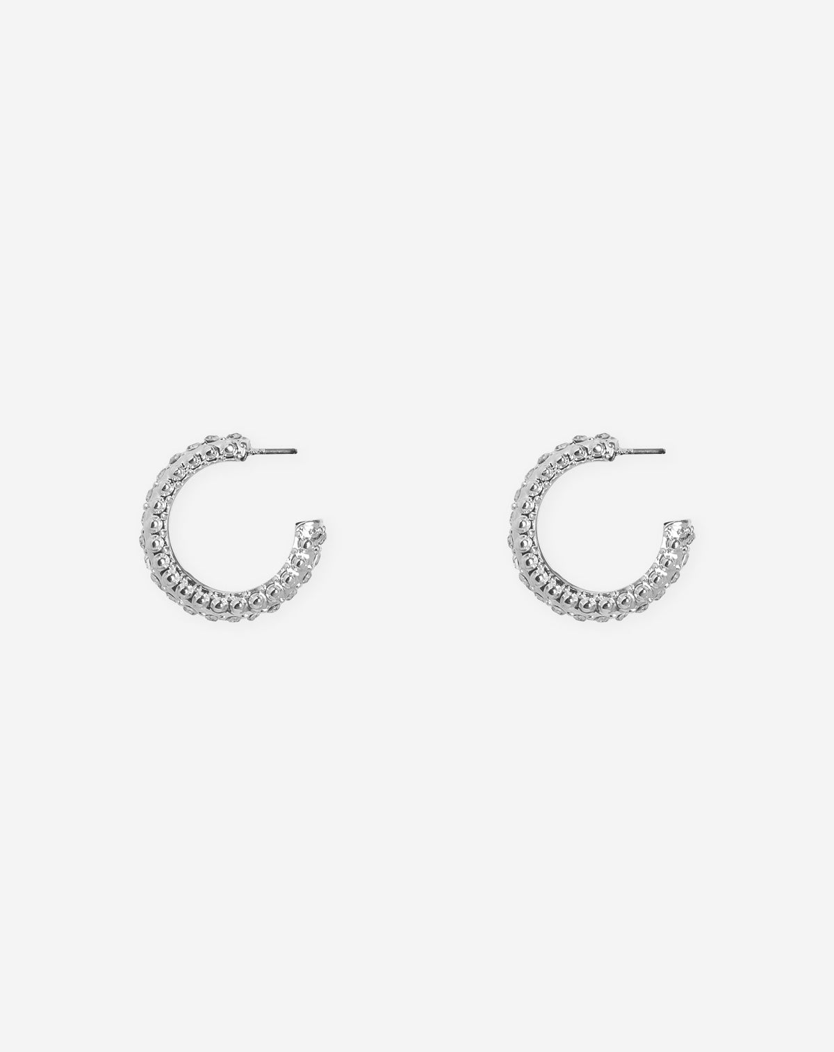 SMALL DIAMOND HOOP EARRINGS SILVER