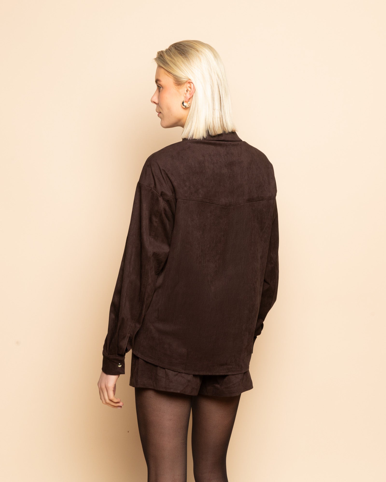 ROWAN SUEDE BLOUSE DONKERBRUIN