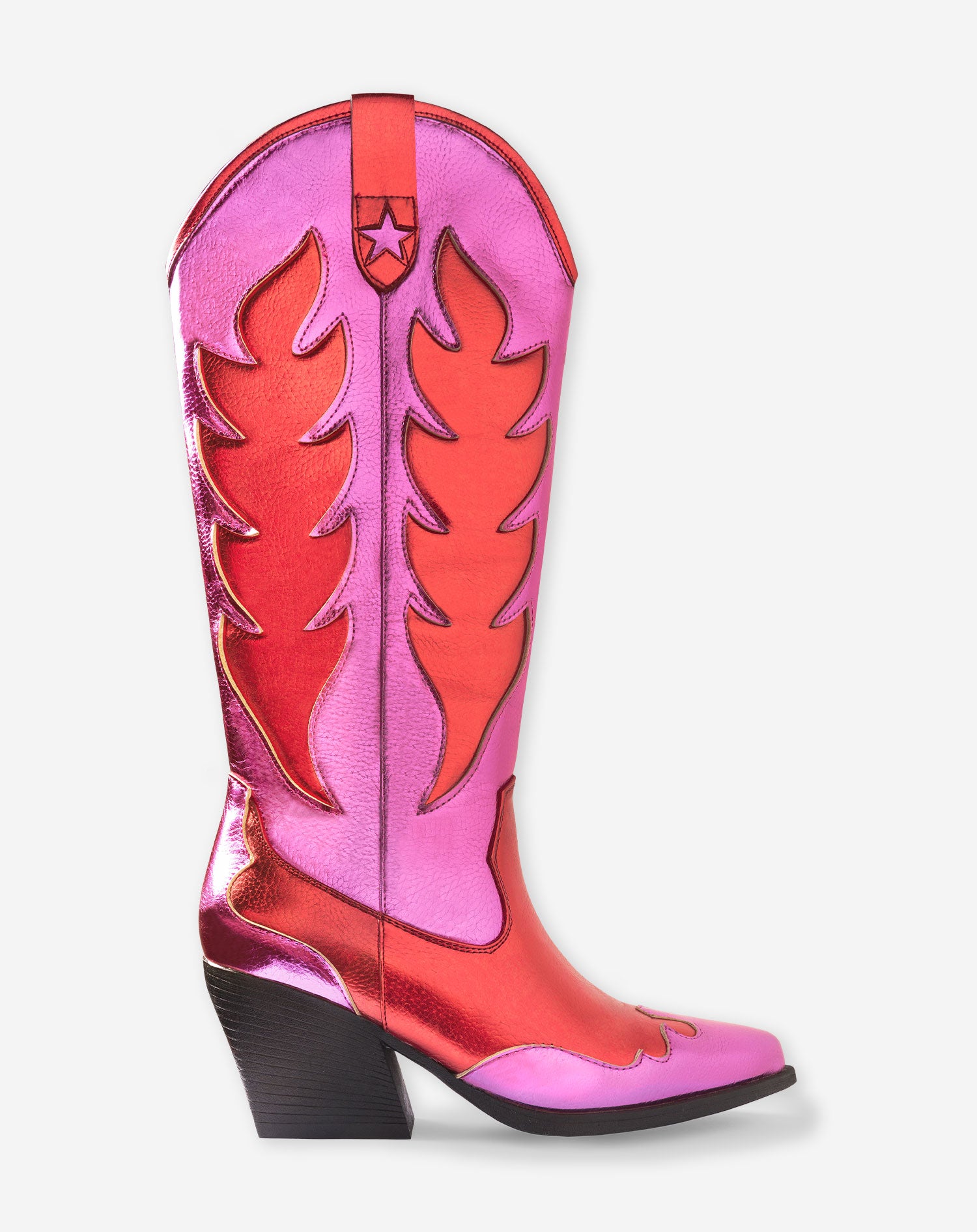 WESTERN BOOTS HIGH METALLIC RED