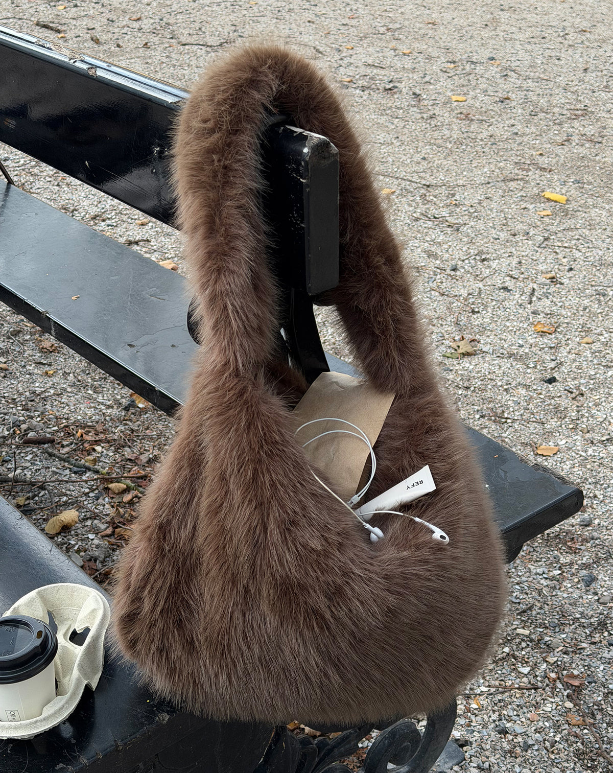 FAUX FUR BAG BROWN
