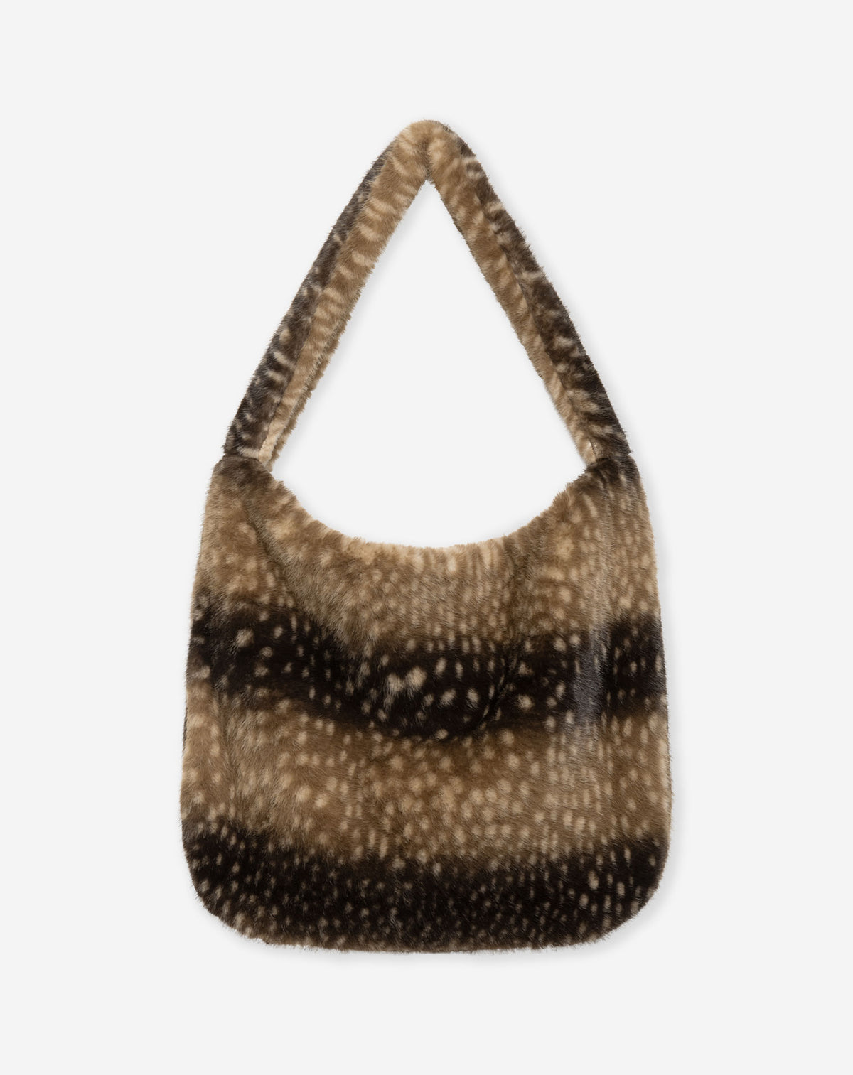 FAUX FUR DEER PRINT BAG BROWN