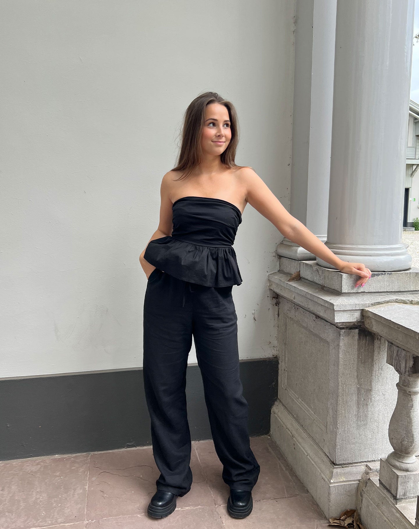 NIA LINEN PANTALON ZWART