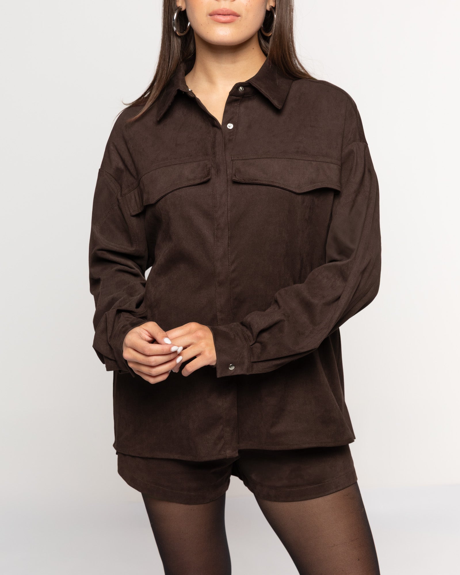 ROWAN SUEDE SHORTS DONKERBRUIN