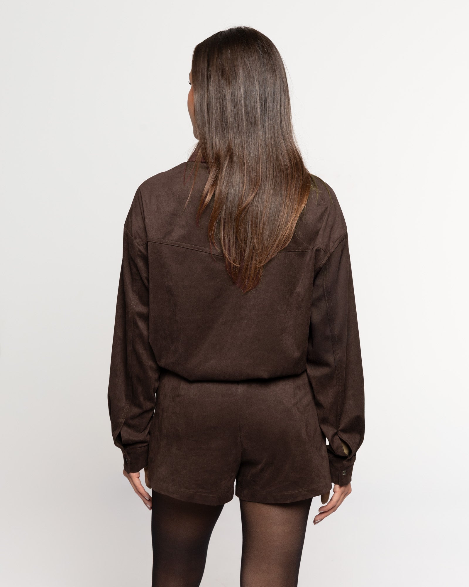 ROWAN SUEDE SHORTS DONKERBRUIN