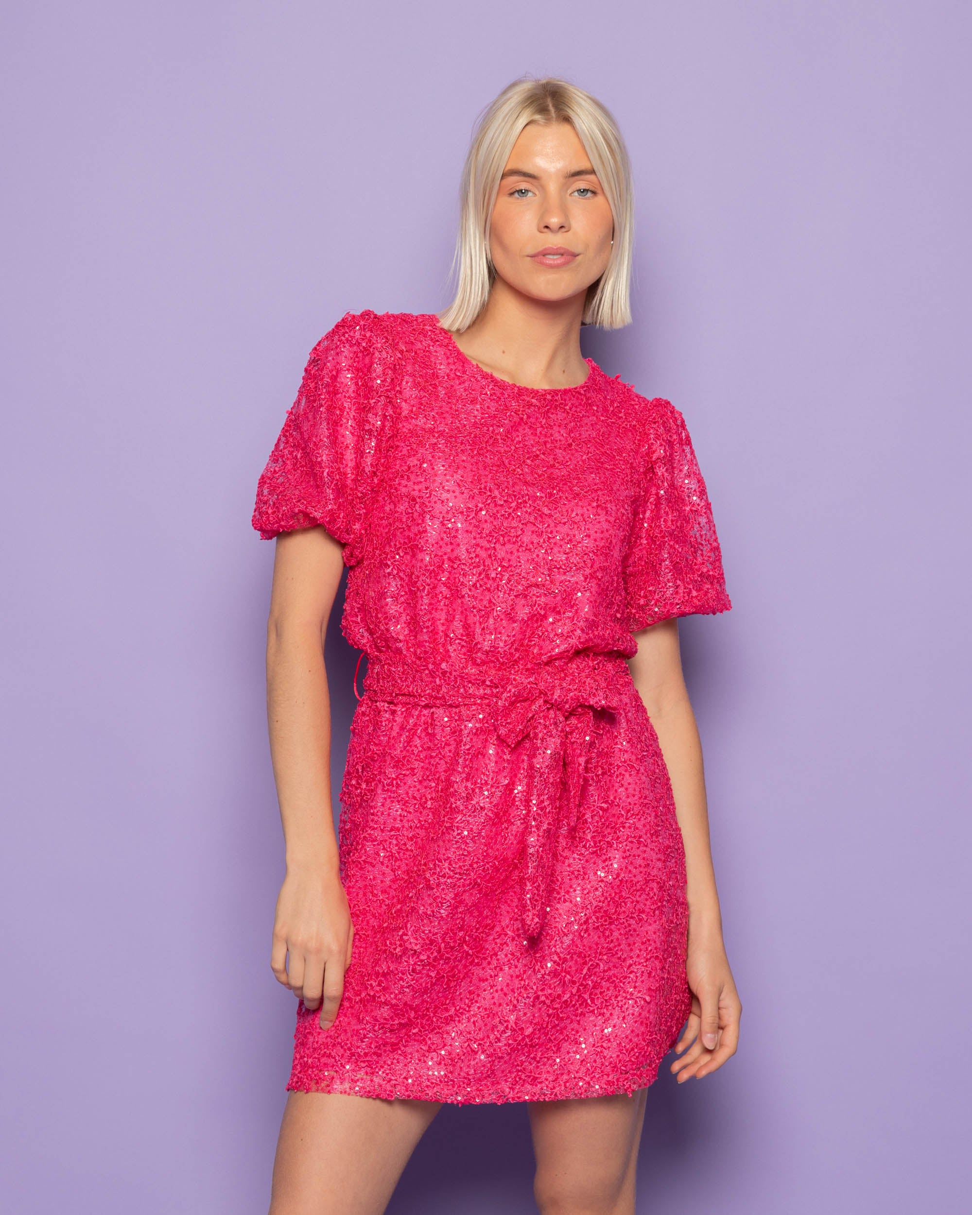 FLORINE GLITTER DRESS FUCHSIA