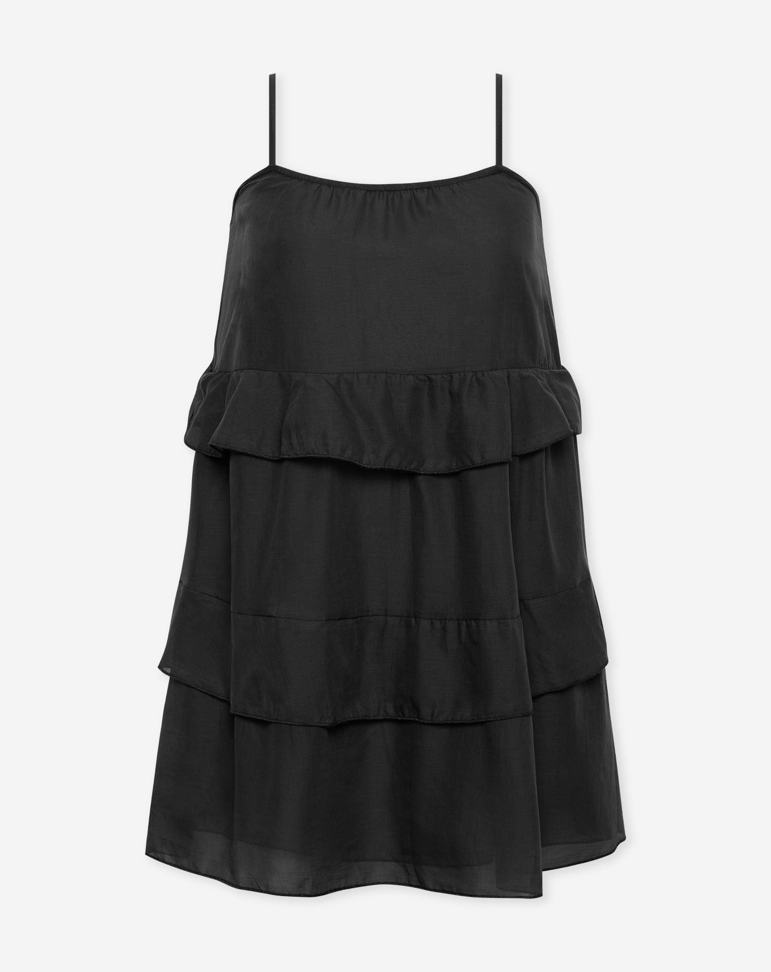JACKY FLOWY RUFFLE DRESS ZWART
