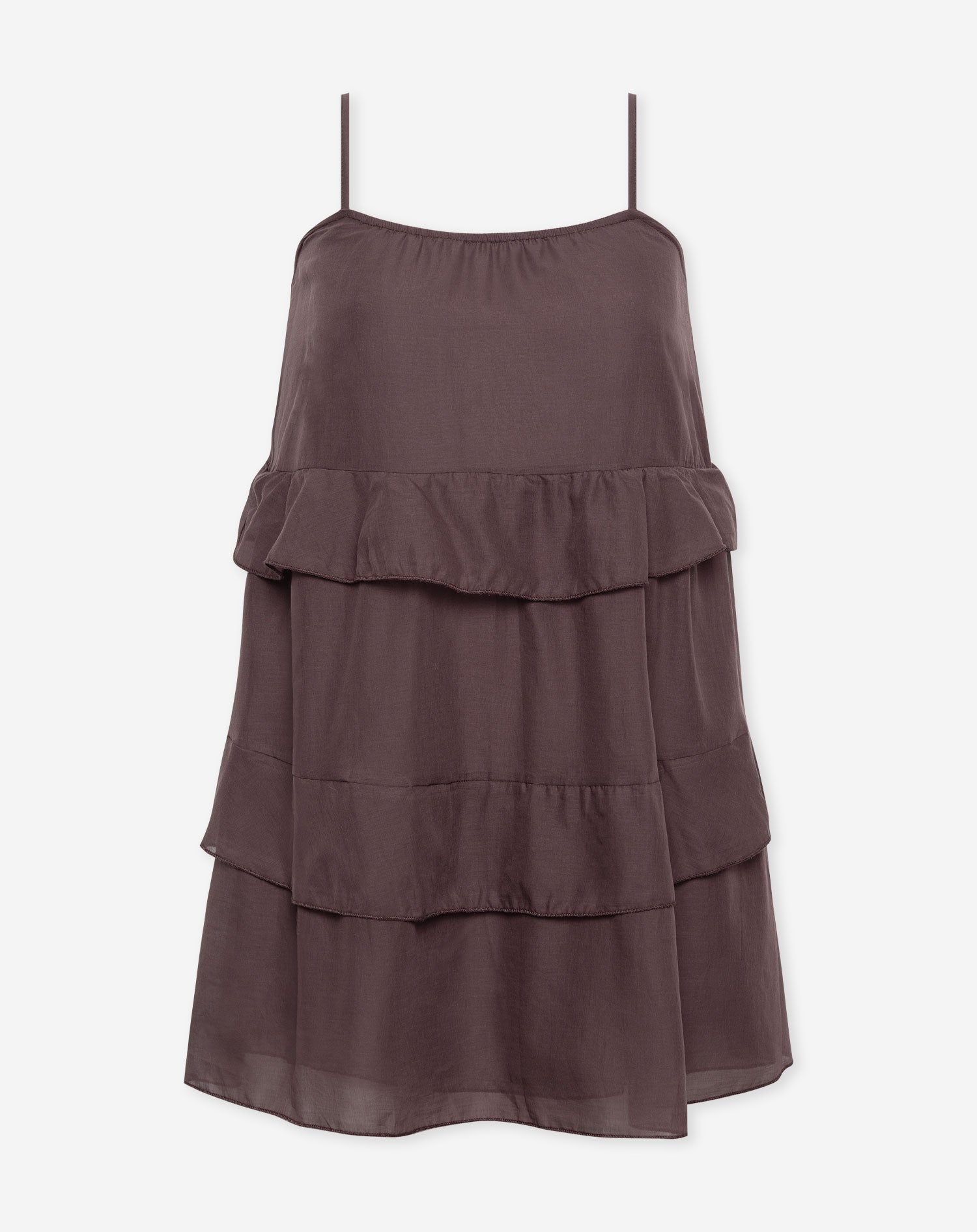 JACKY FLOWY RUFFLE DRESS BURGUNDY