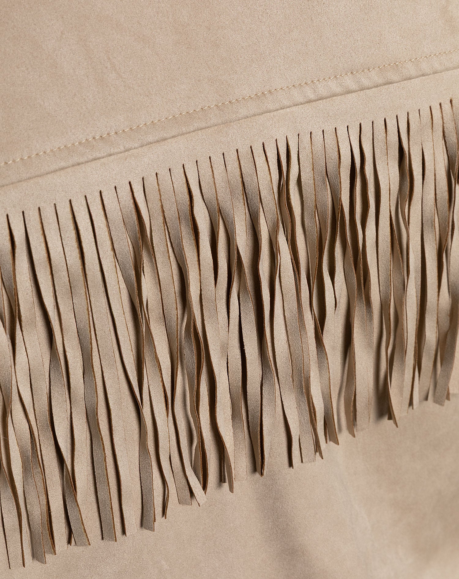 FAUX SUEDE FRINGE JACKET BEIGE