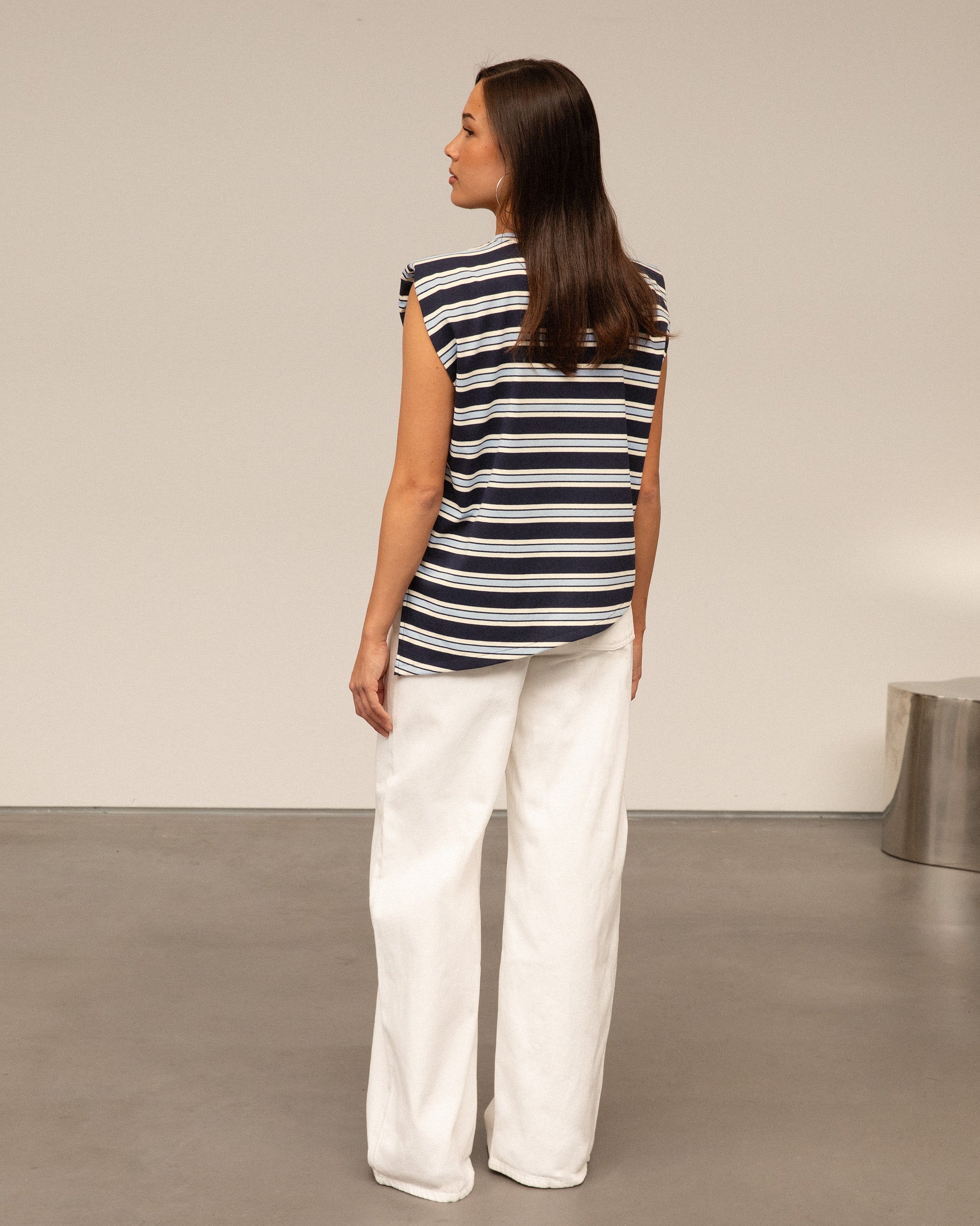 PADDED STRIPE TEE MARINEBLAUW