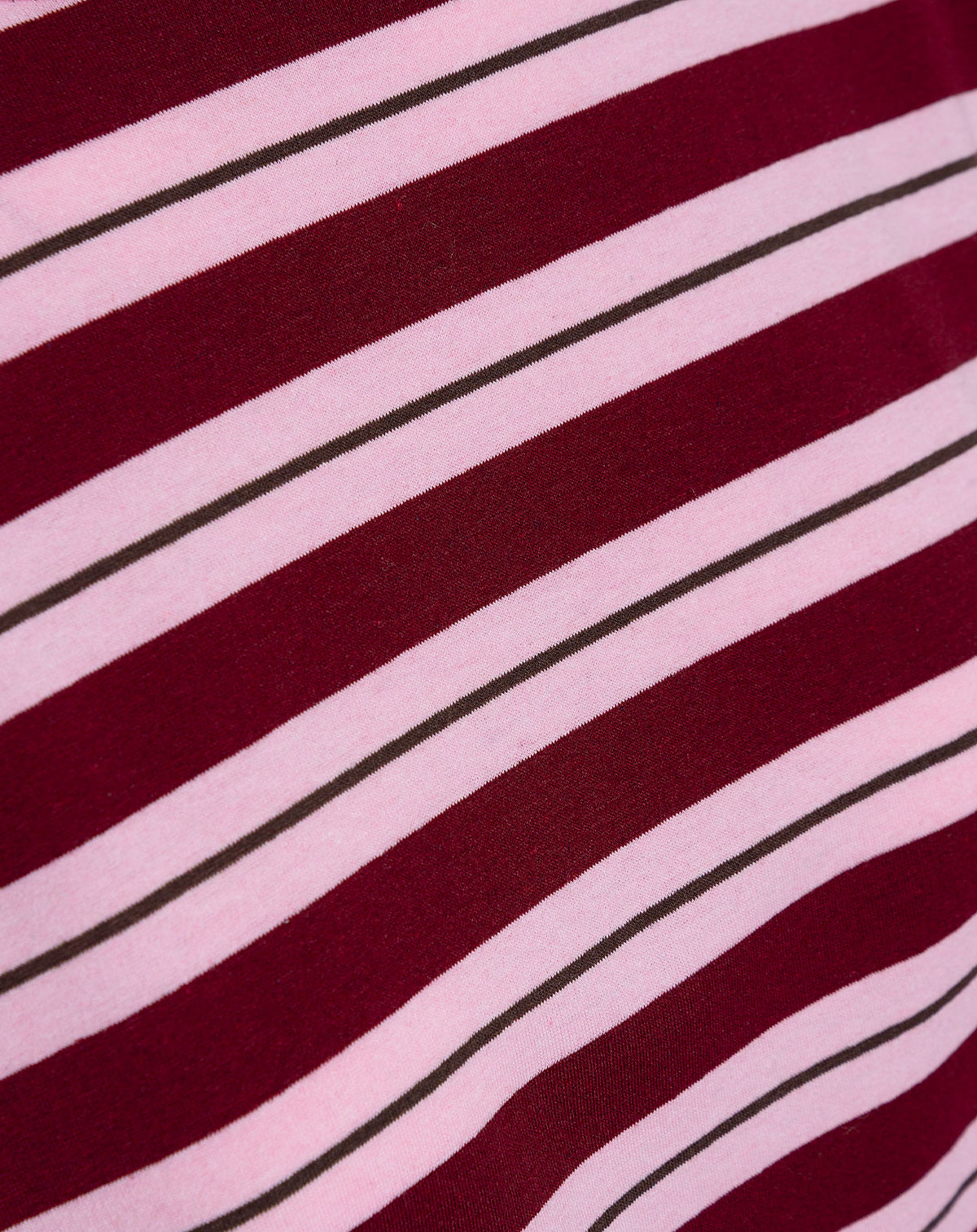 STRIPE PADDED SHOULDER LONG SLEEVE TEE BURGUNDY