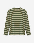 STRIPE PADDED SHOULDER LONG SLEEVE TEE GROEN