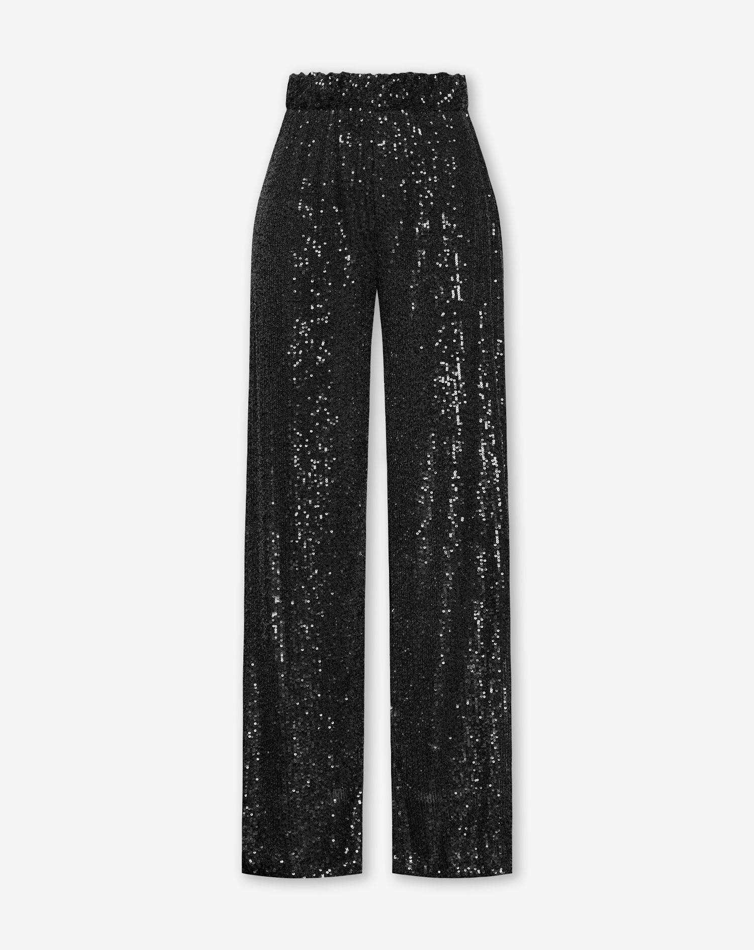 SEQUINS STRAIGHT LEG PANTS PETITE BLACK