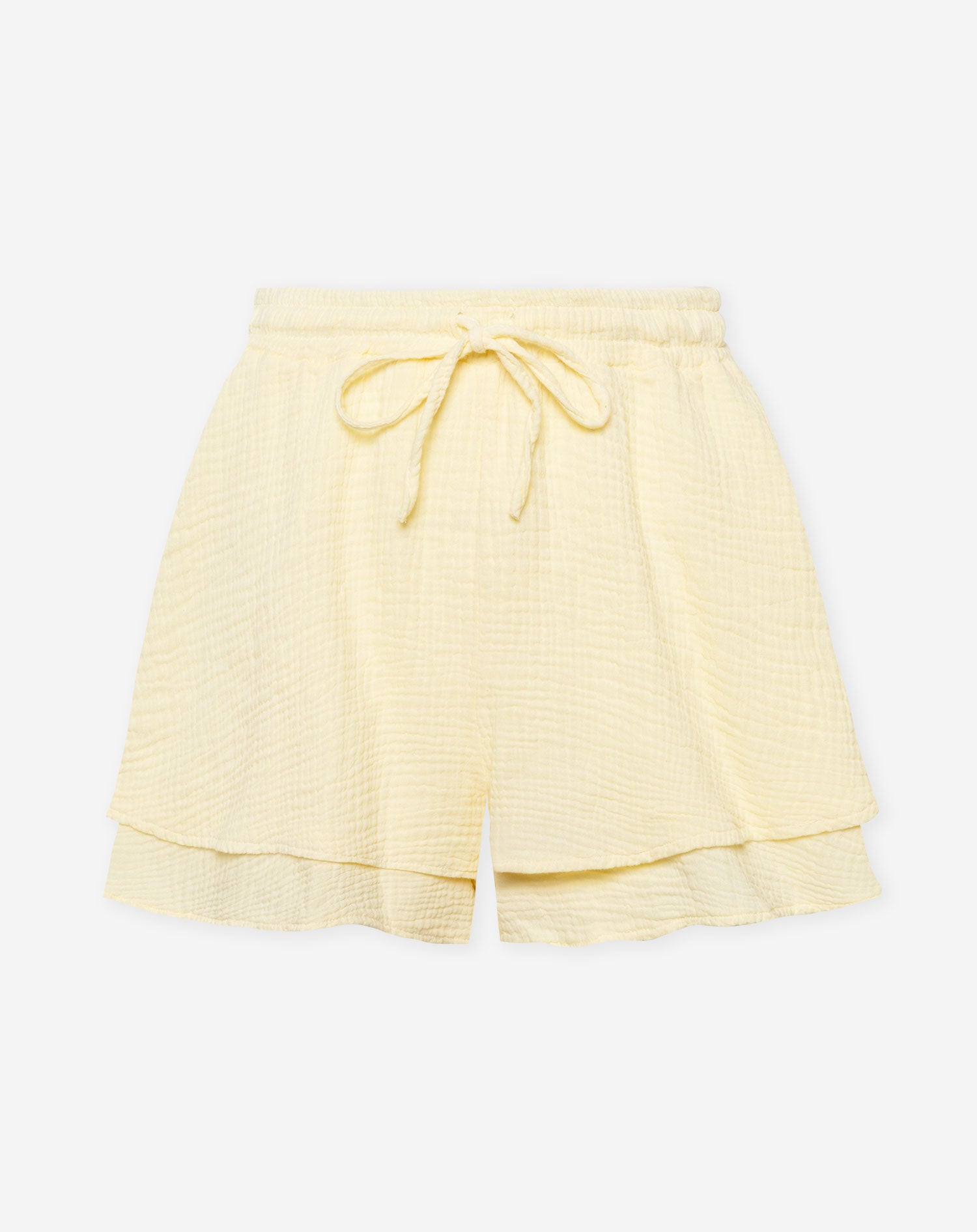 Tara korte broek in mousseline stof in de kleur butteryellow